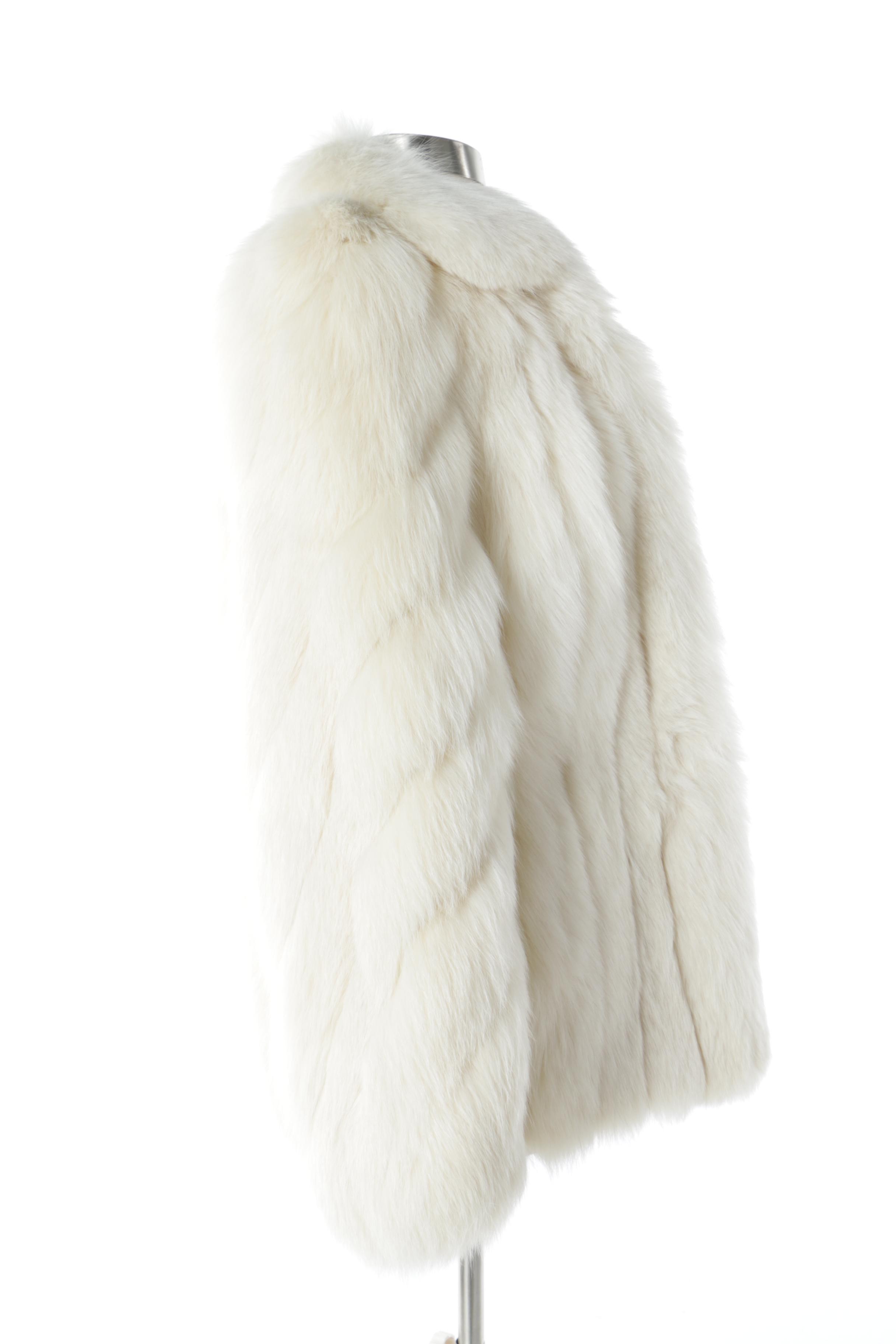 Women's White Fox Fur Coat by Saga Fox