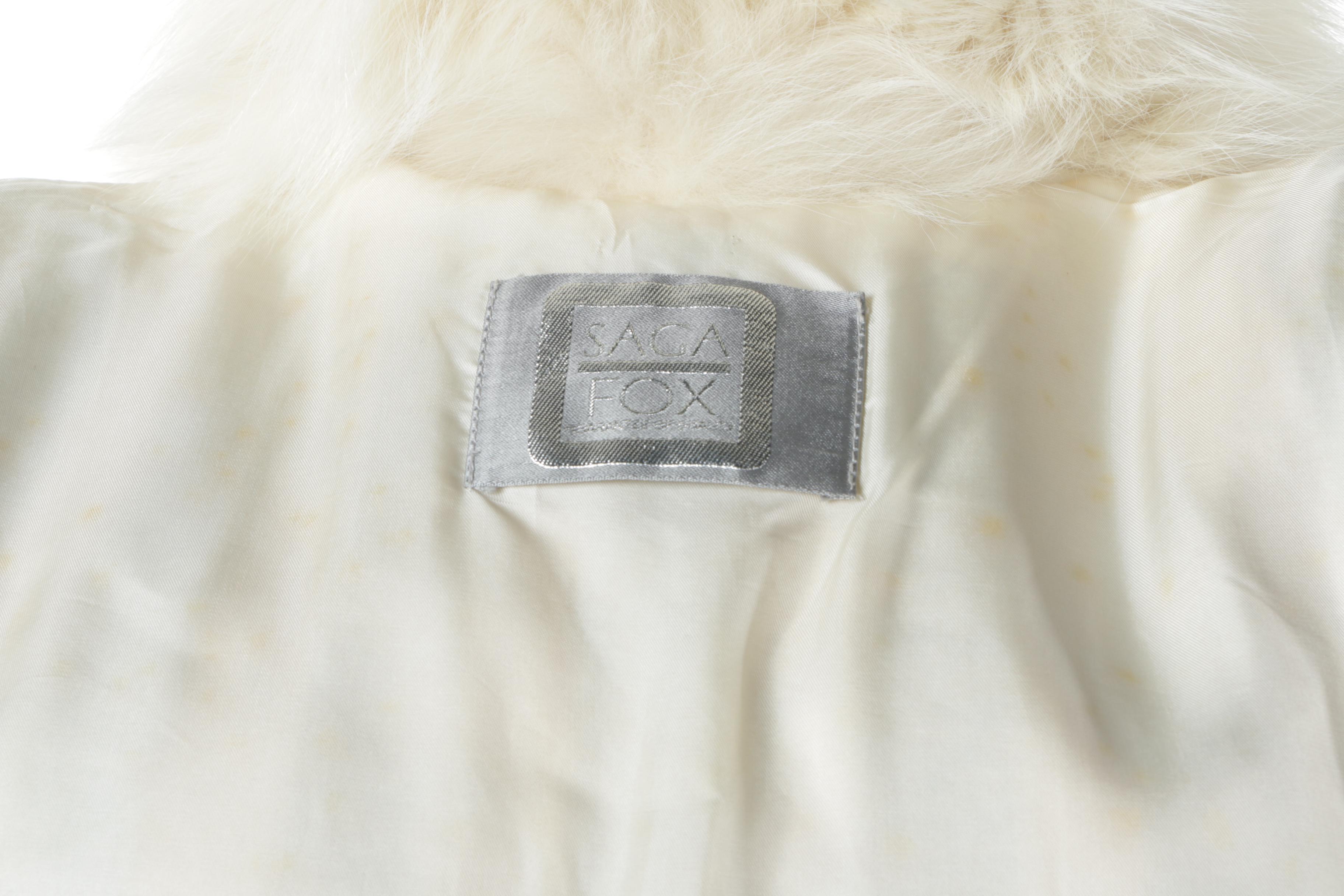 Women's White Fox Fur Coat by Saga Fox