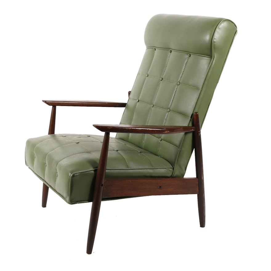 Mid Century Modern Green Leatherette Armchair