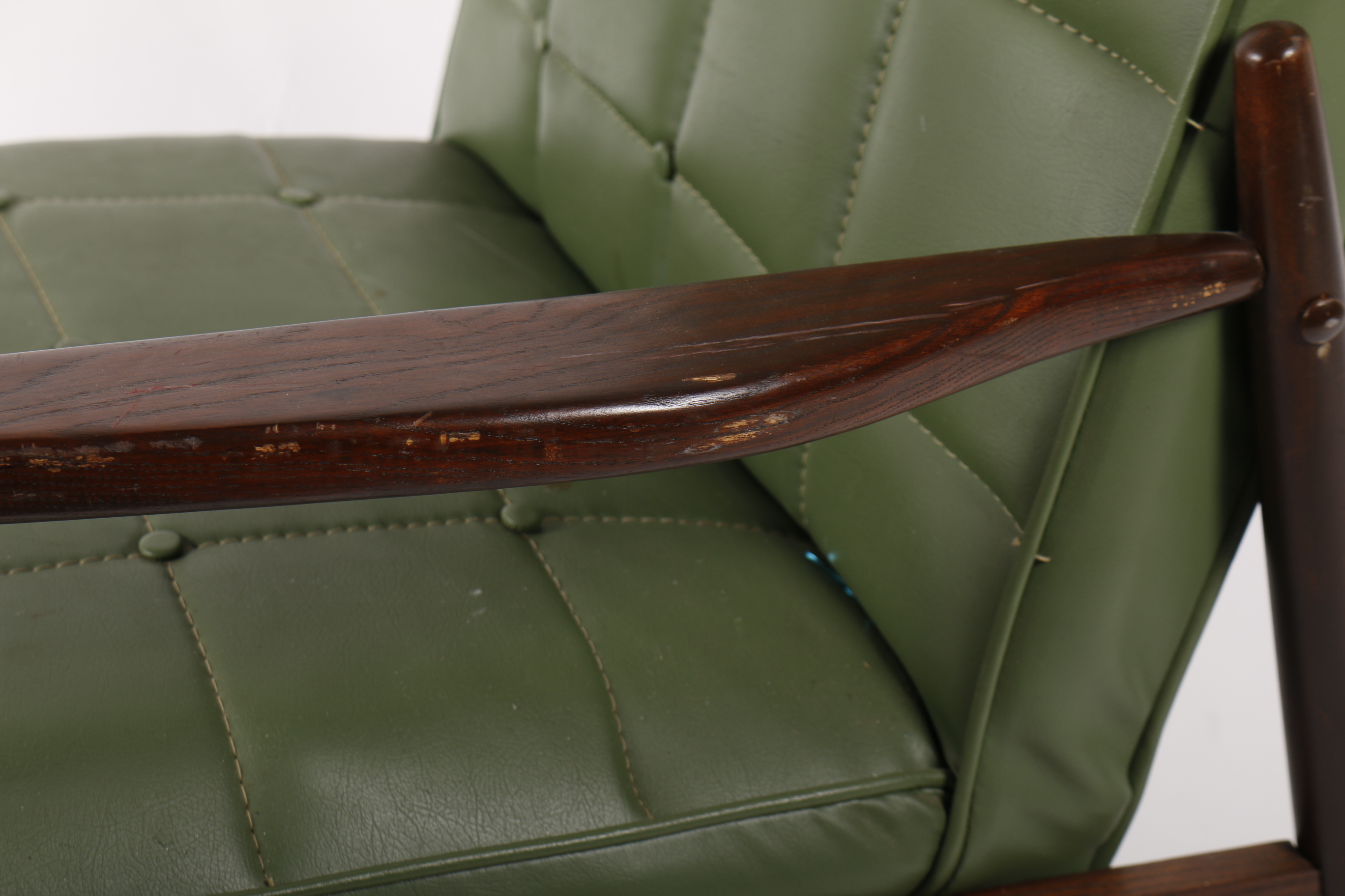 Mid Century Modern Green Leatherette Armchair