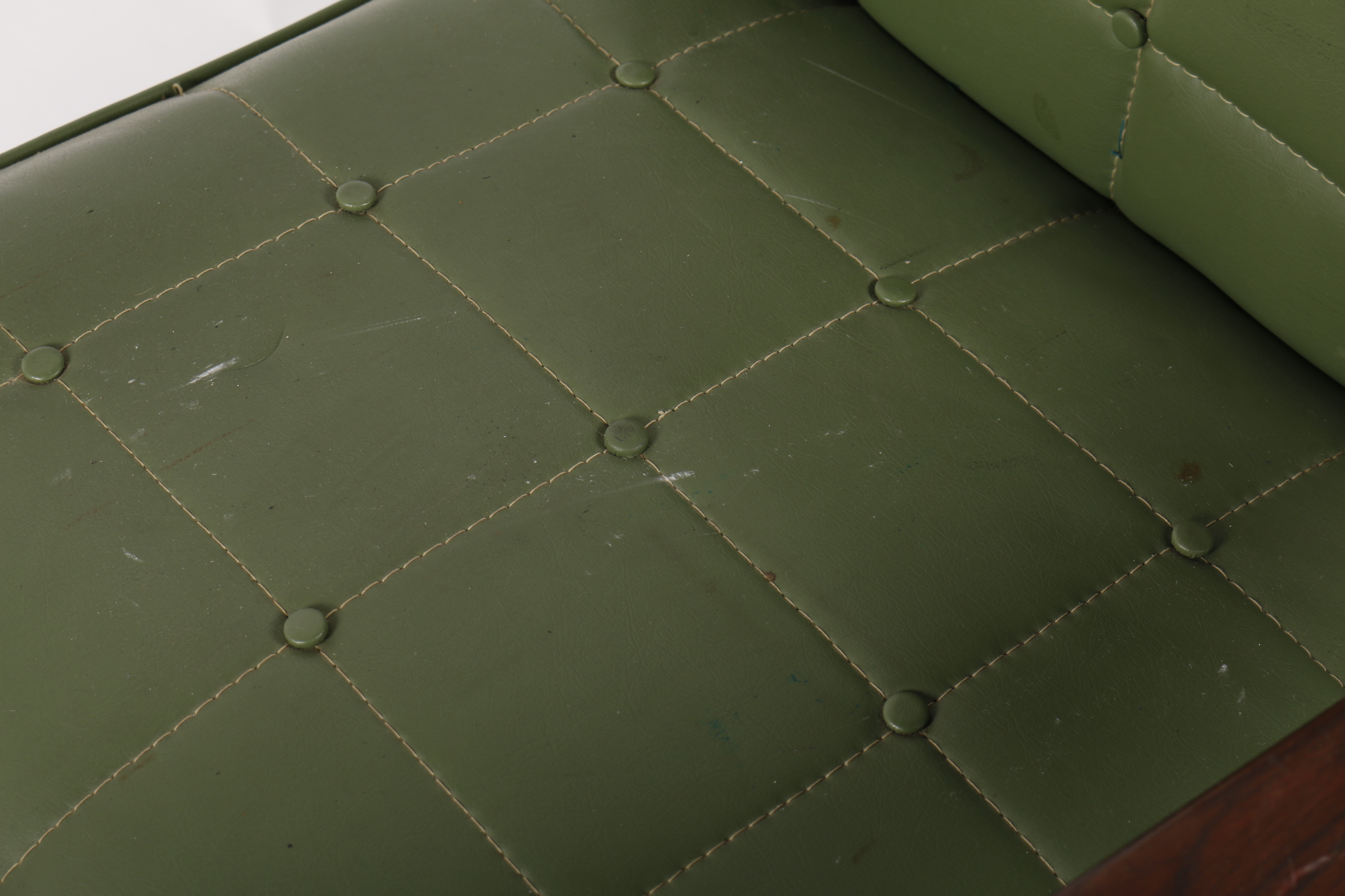 Mid Century Modern Green Leatherette Armchair