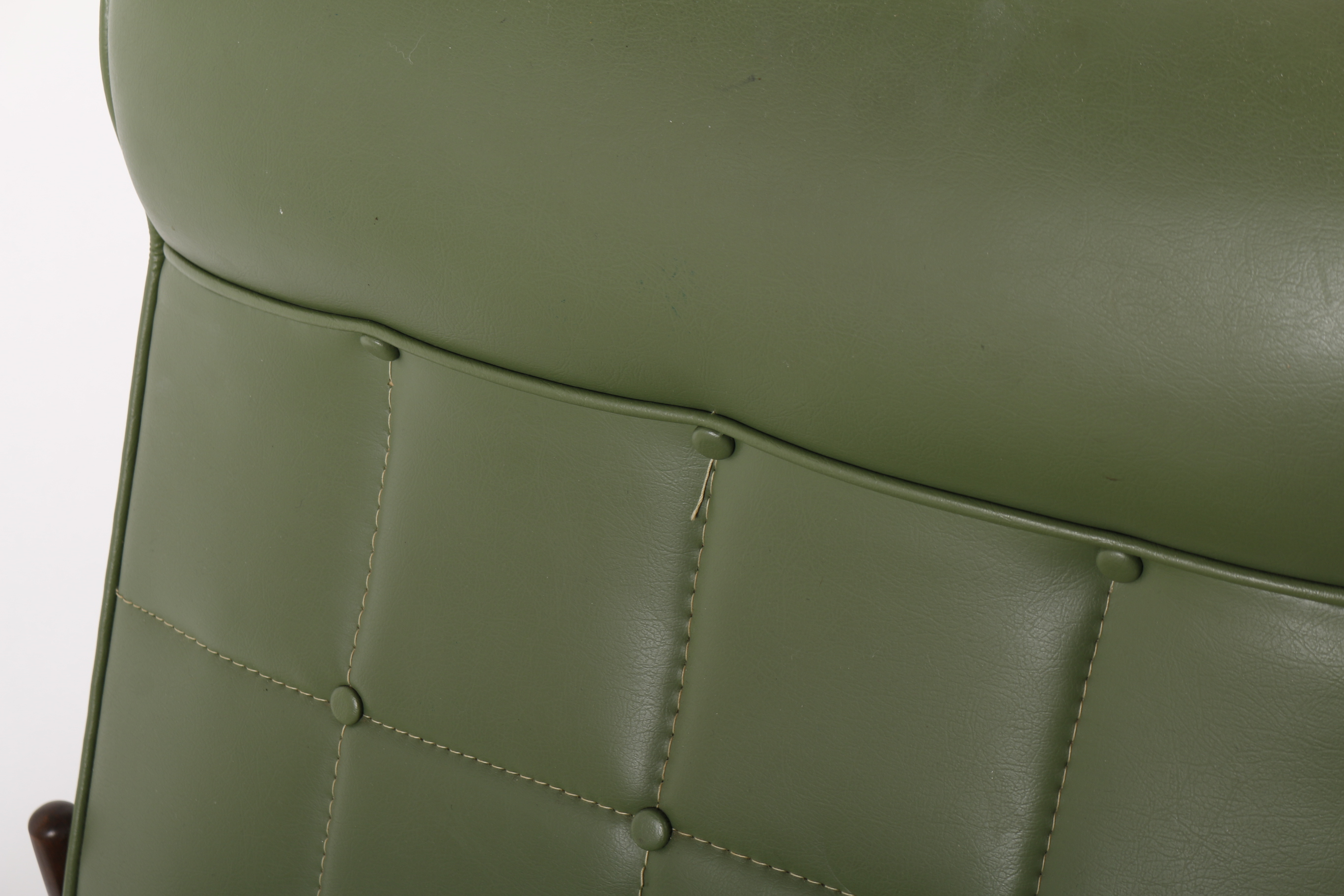 Mid Century Modern Green Leatherette Armchair