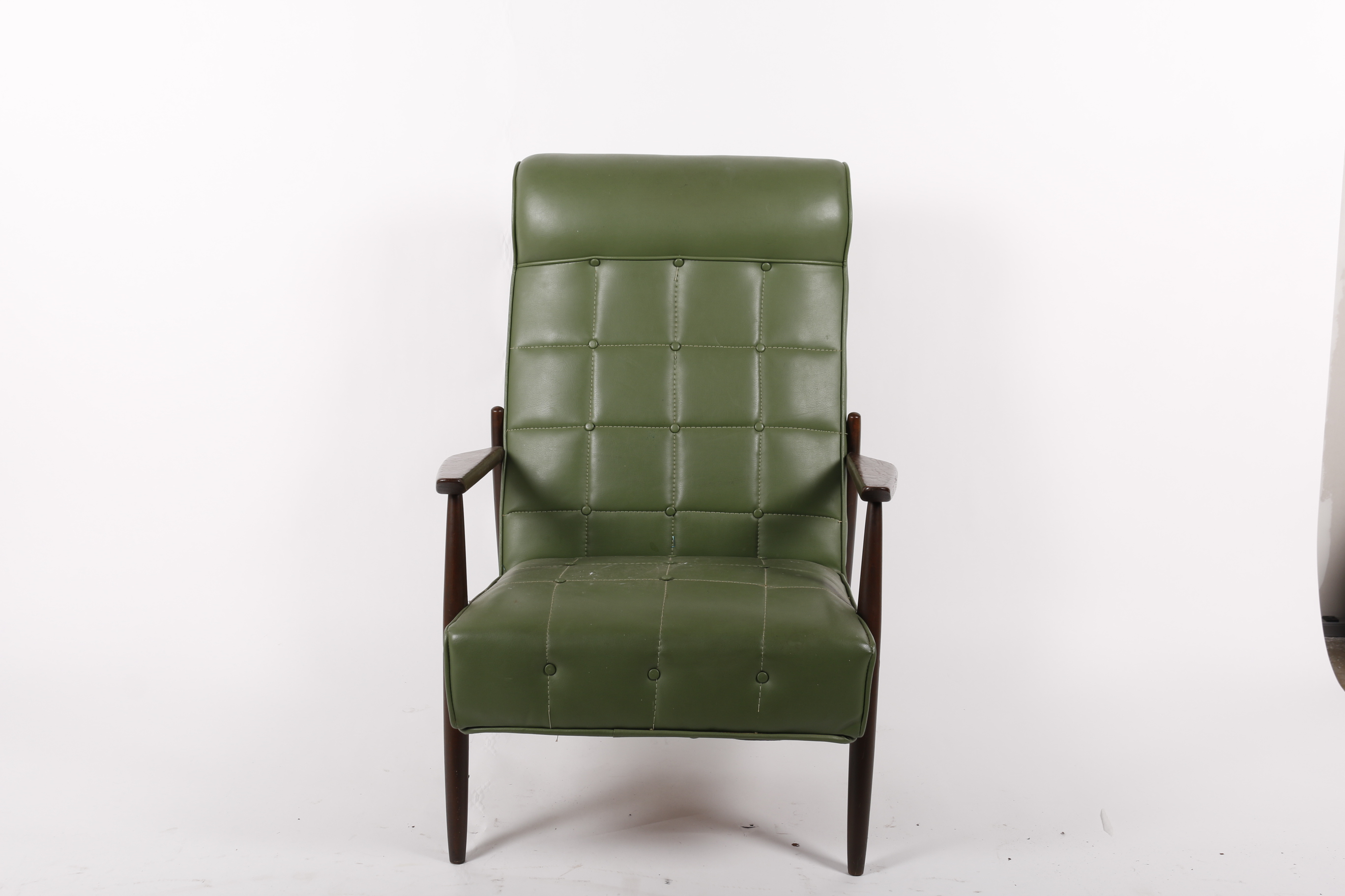 Mid Century Modern Green Leatherette Armchair