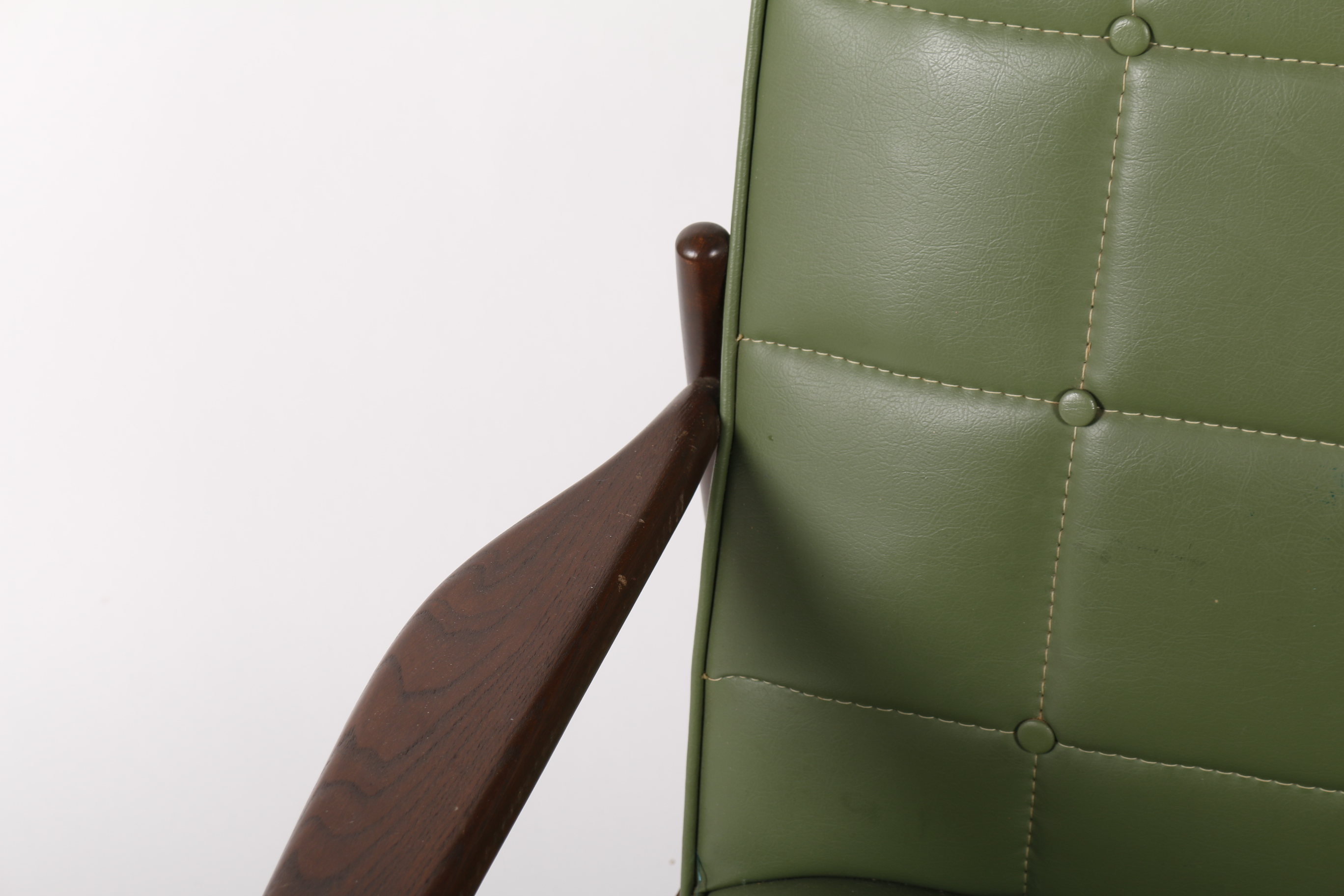 Mid Century Modern Green Leatherette Armchair
