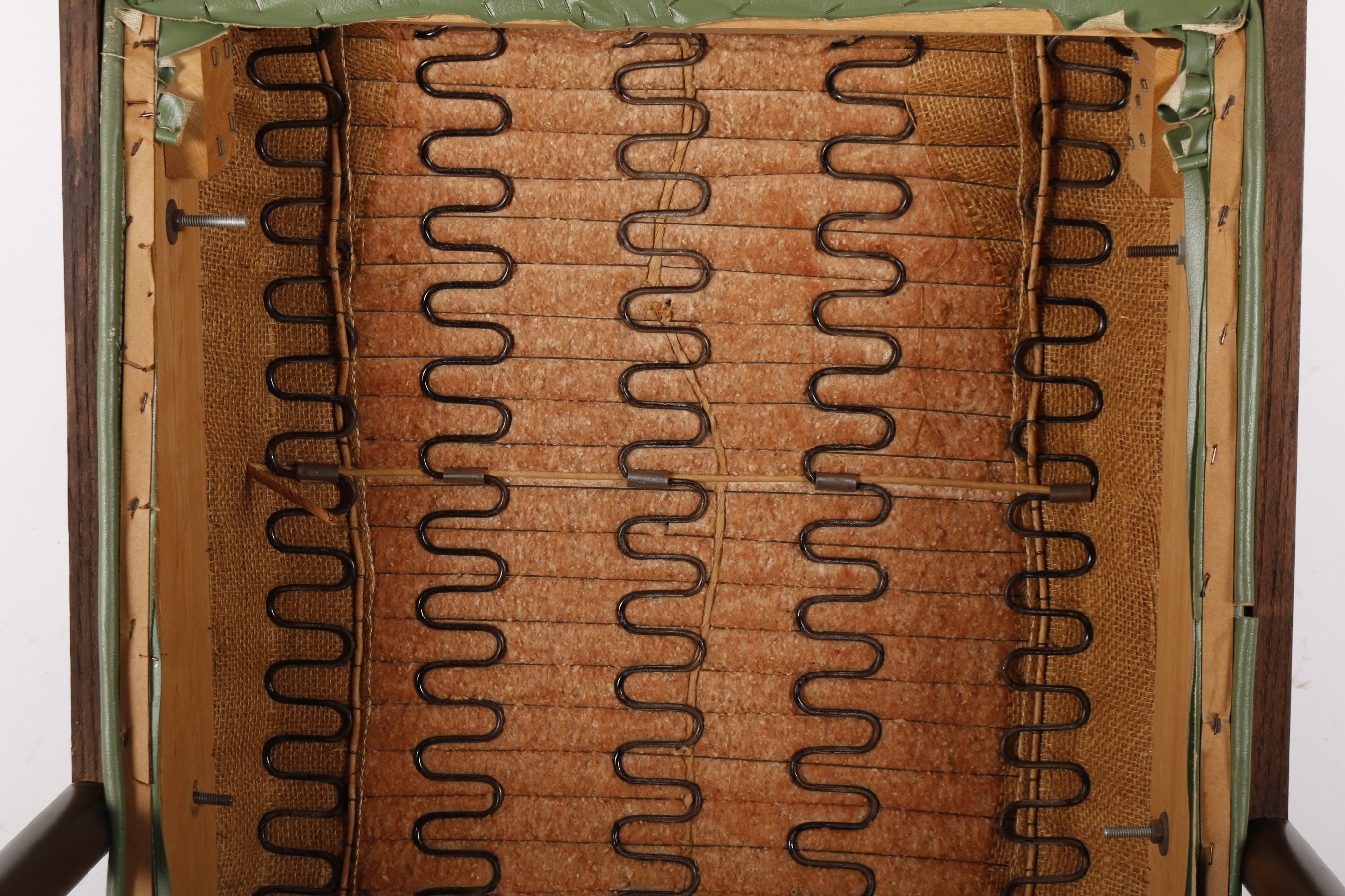 Mid Century Modern Green Leatherette Armchair