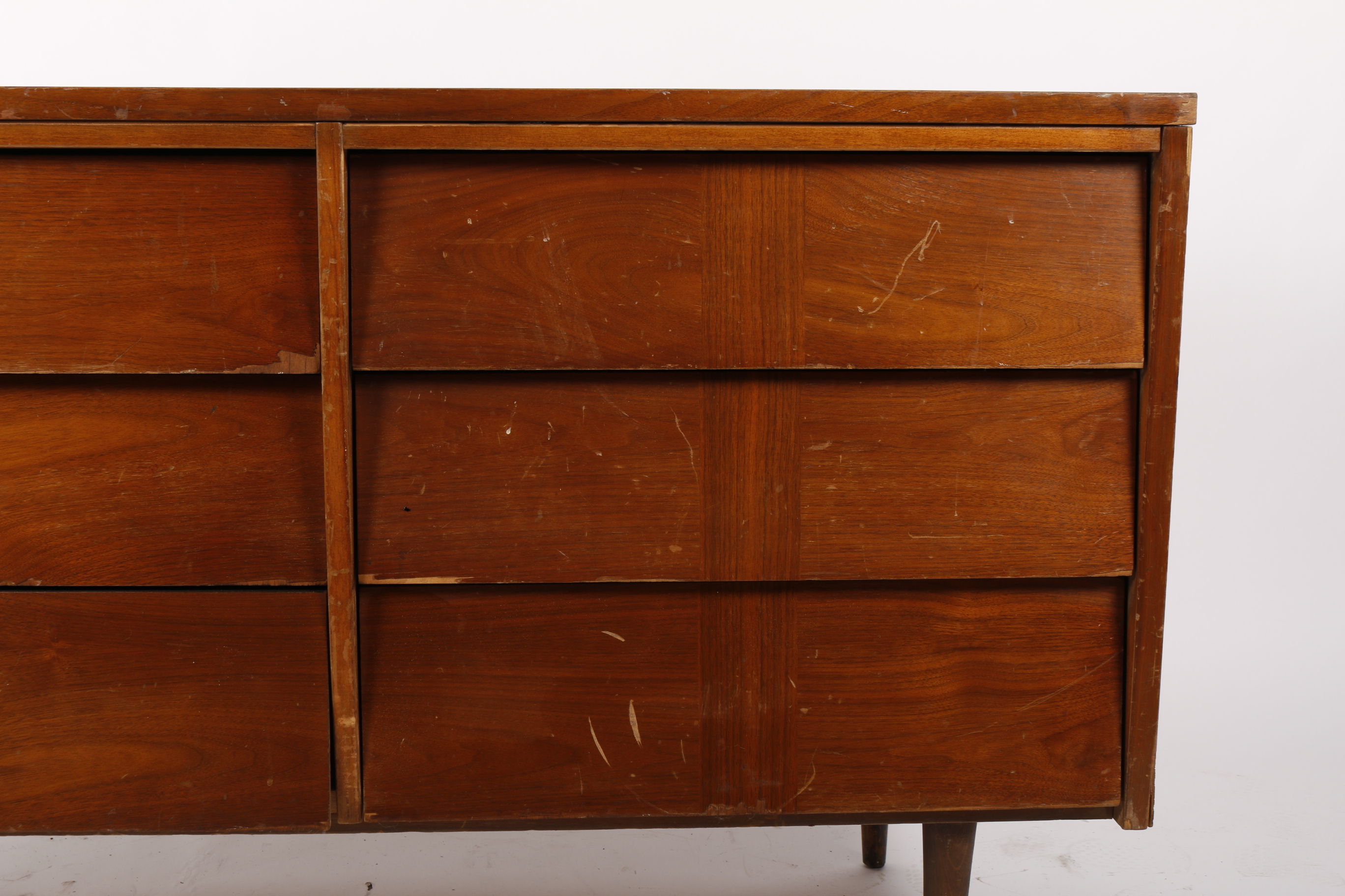 Mid Century Modern Walnut Double Dresser by Ward Furniture