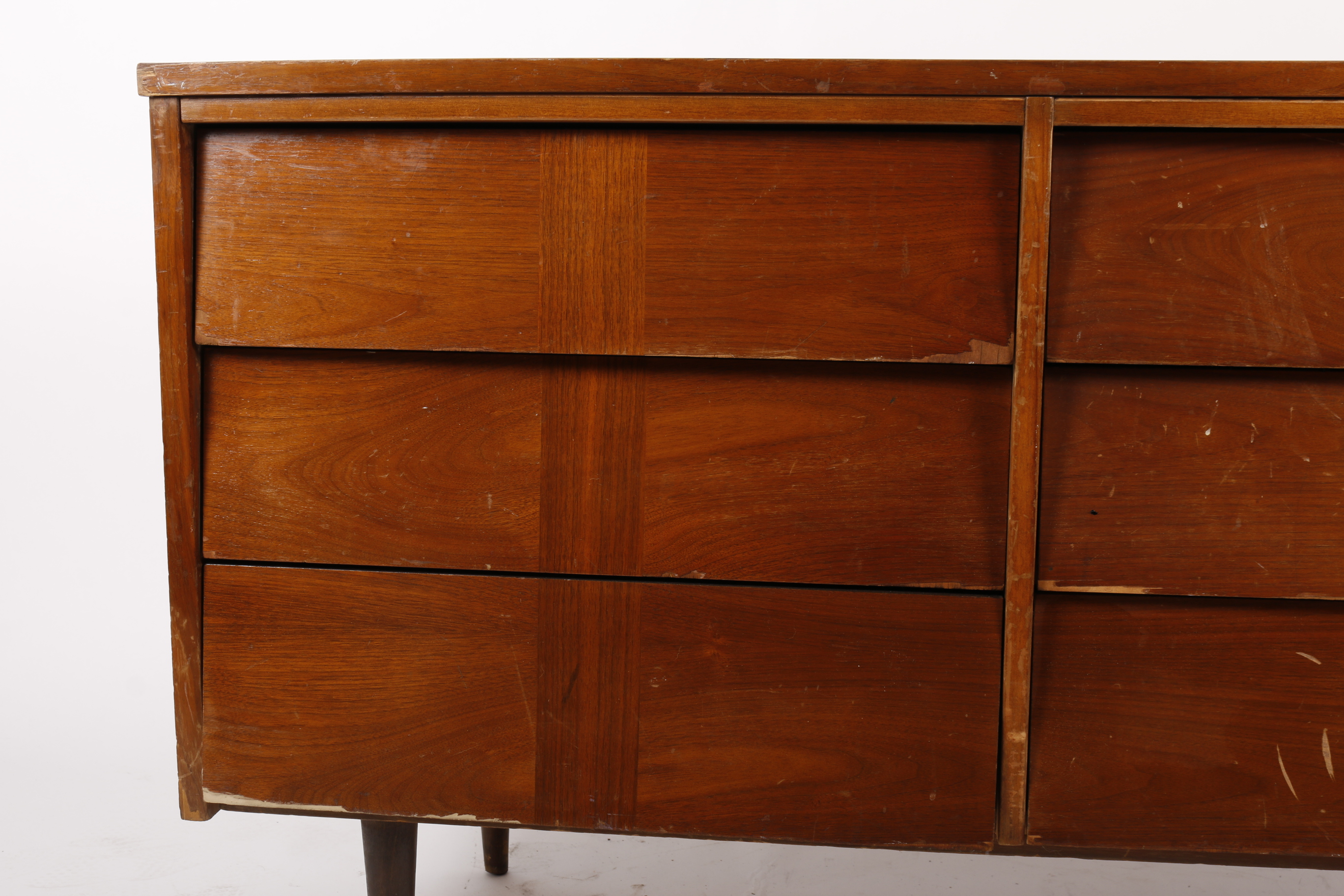 Mid Century Modern Walnut Double Dresser by Ward Furniture
