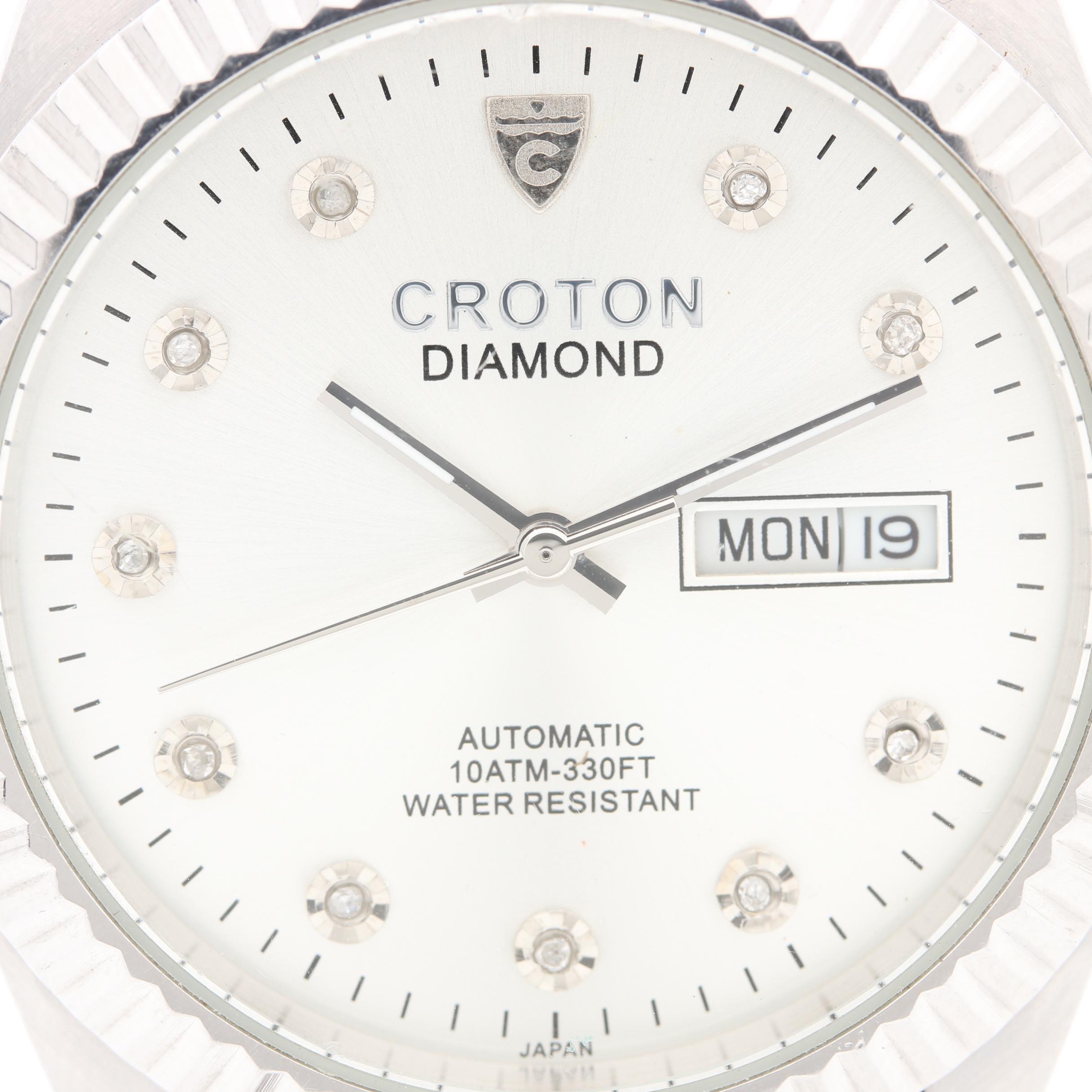 Croton Stainless Steel and Diamond Watch