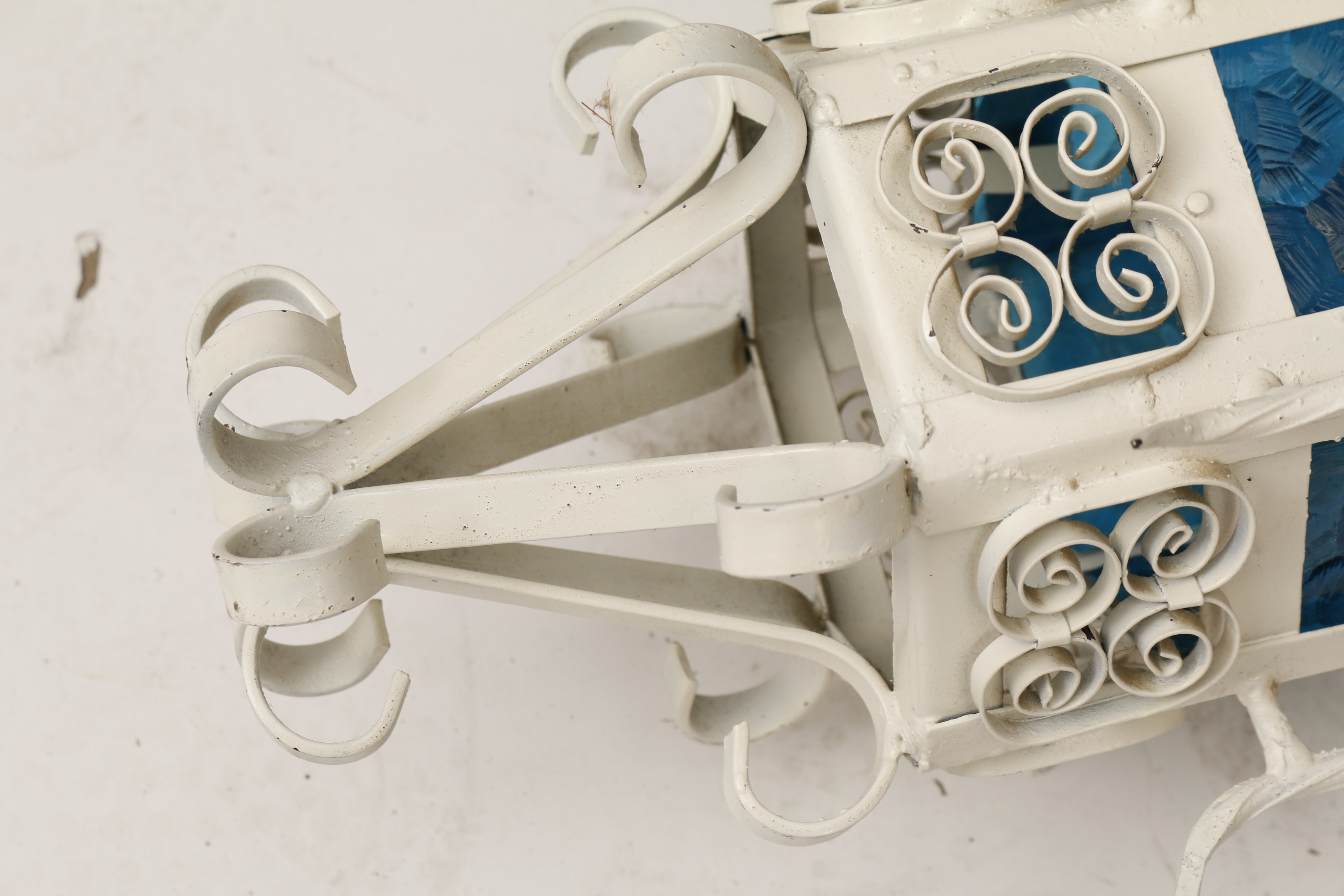 Lantern Pendant Light with Stained Glass