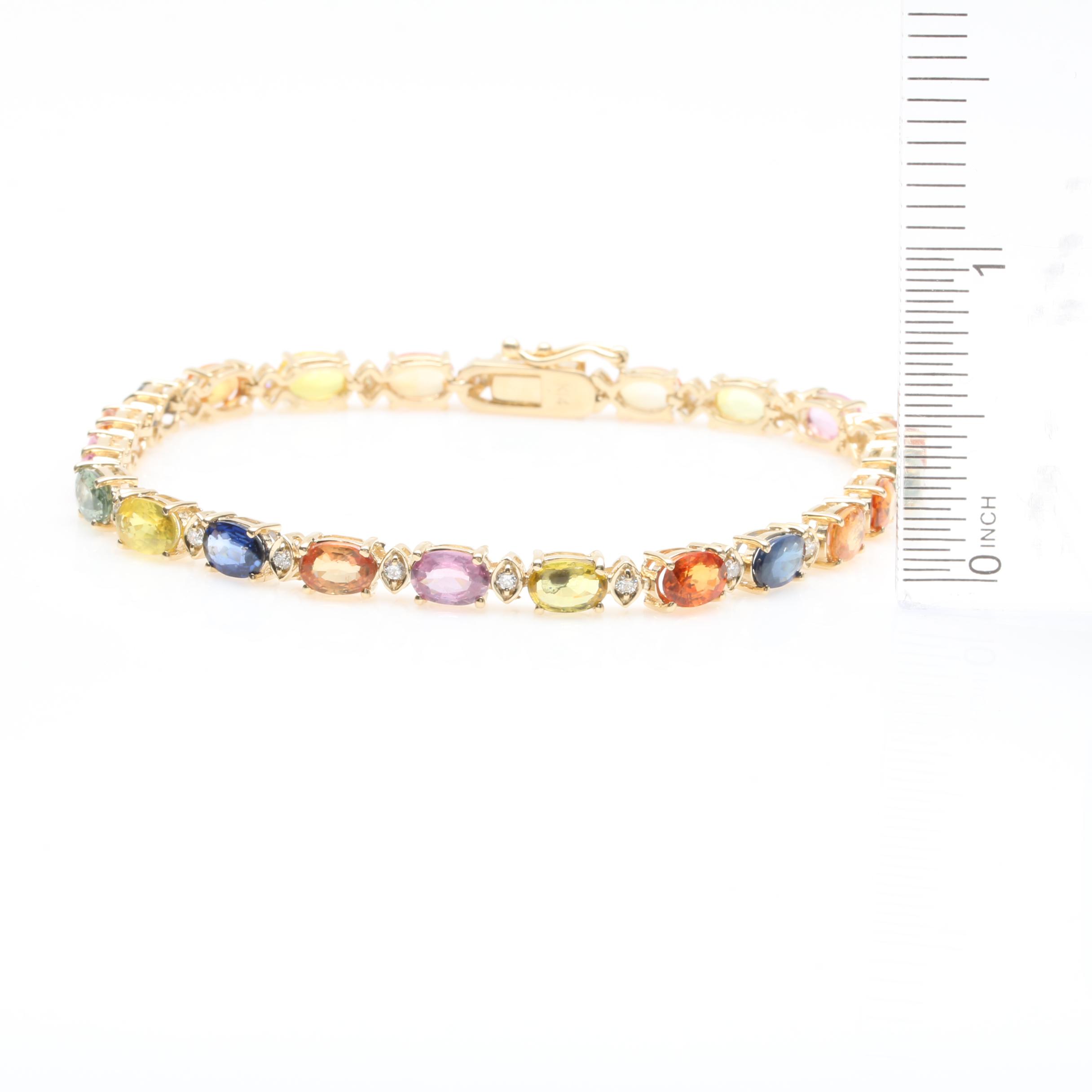 14K Yellow Gold Fancy Sapphire and Diamond Bracelet