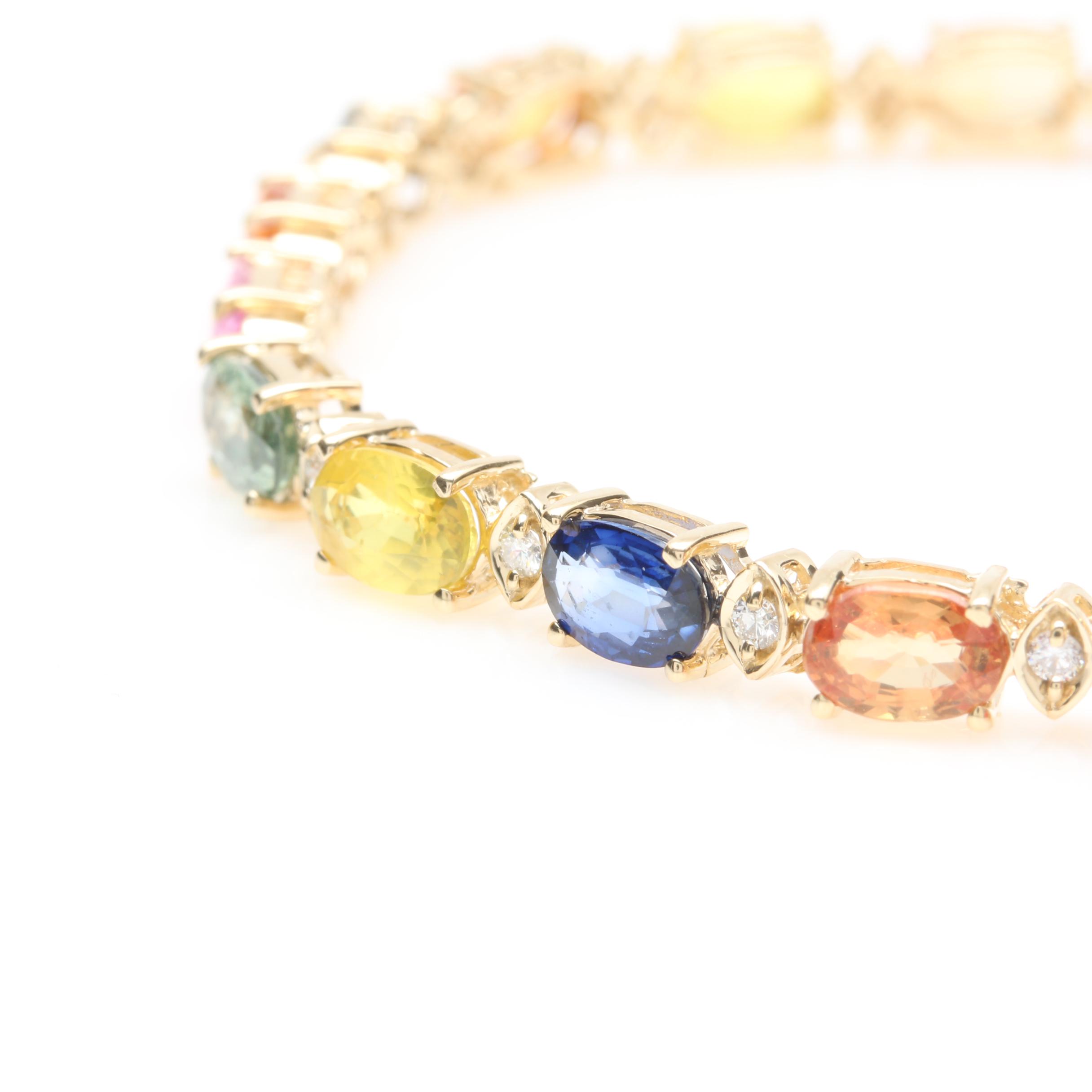 14K Yellow Gold Fancy Sapphire and Diamond Bracelet
