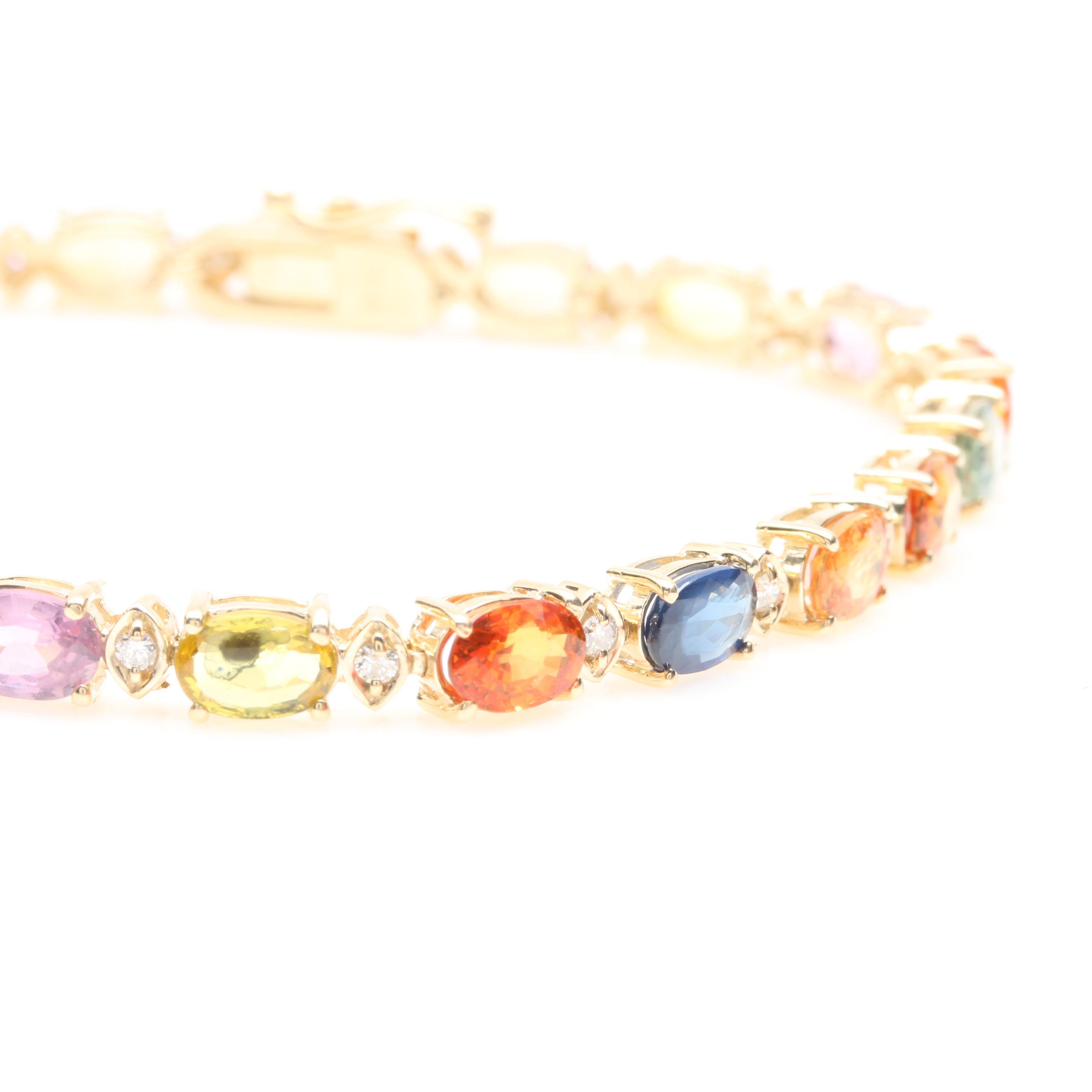 14K Yellow Gold Fancy Sapphire and Diamond Bracelet