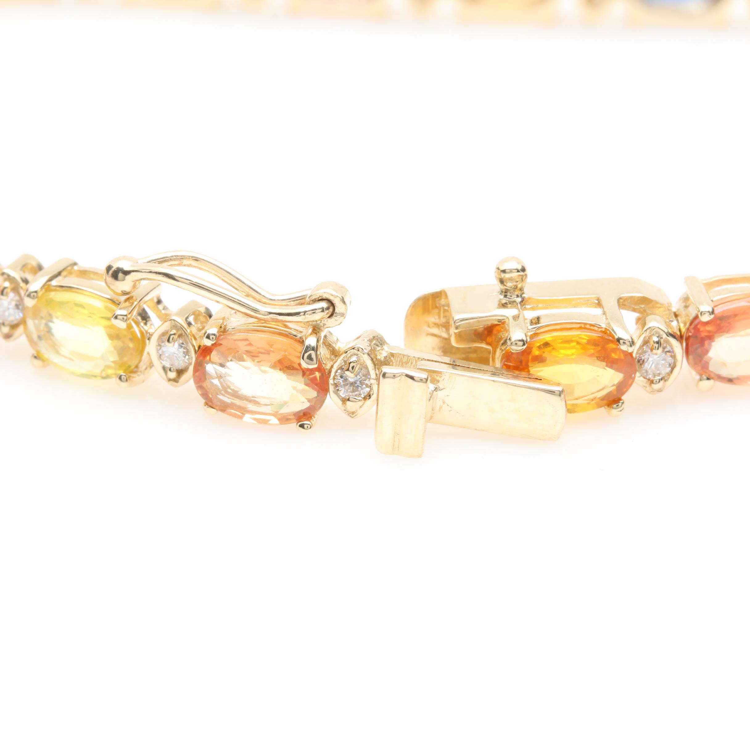 14K Yellow Gold Fancy Sapphire and Diamond Bracelet