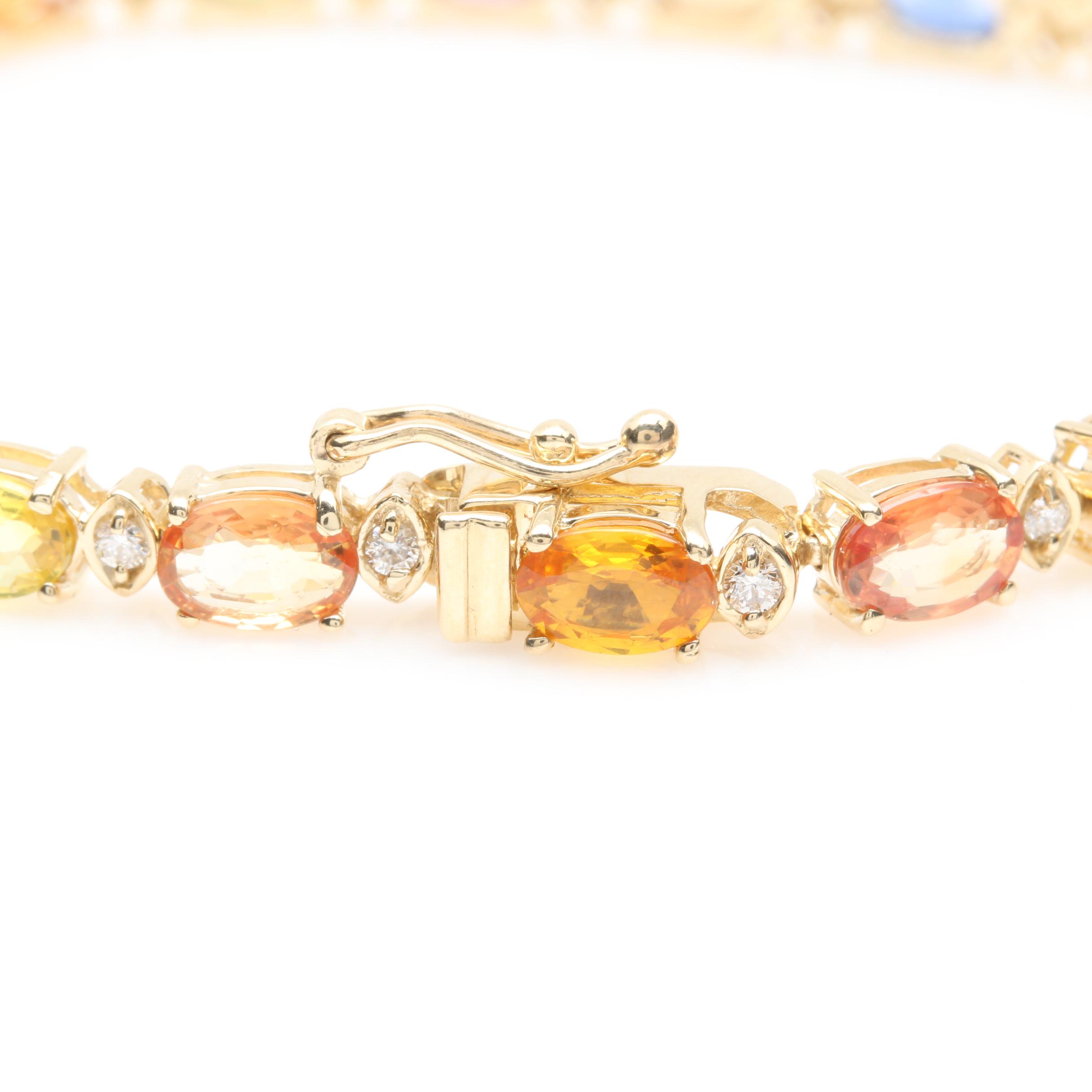 14K Yellow Gold Fancy Sapphire and Diamond Bracelet