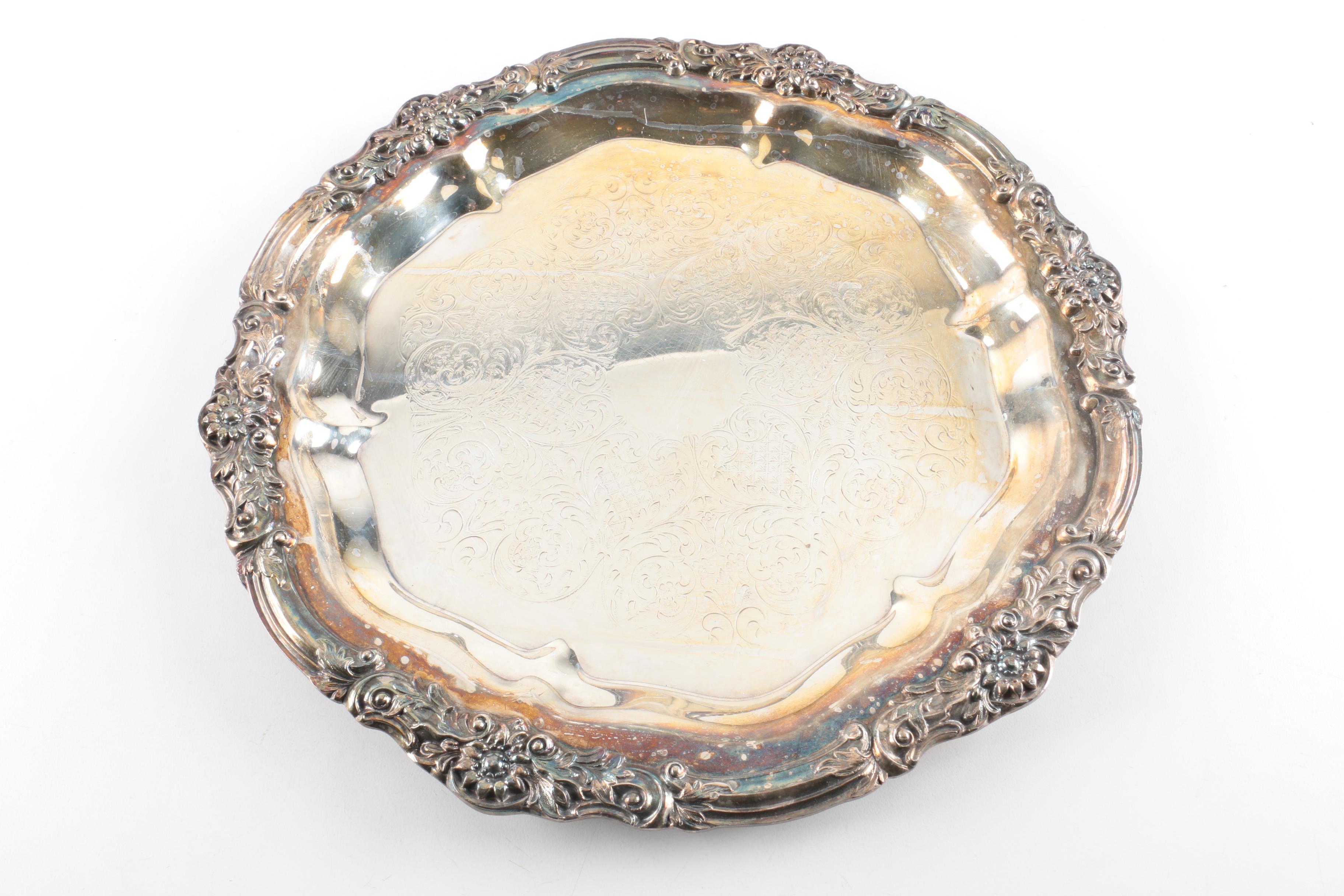 Frank M. Whiting Sterling Silver Dish and Assorted Silver Plate Serveware