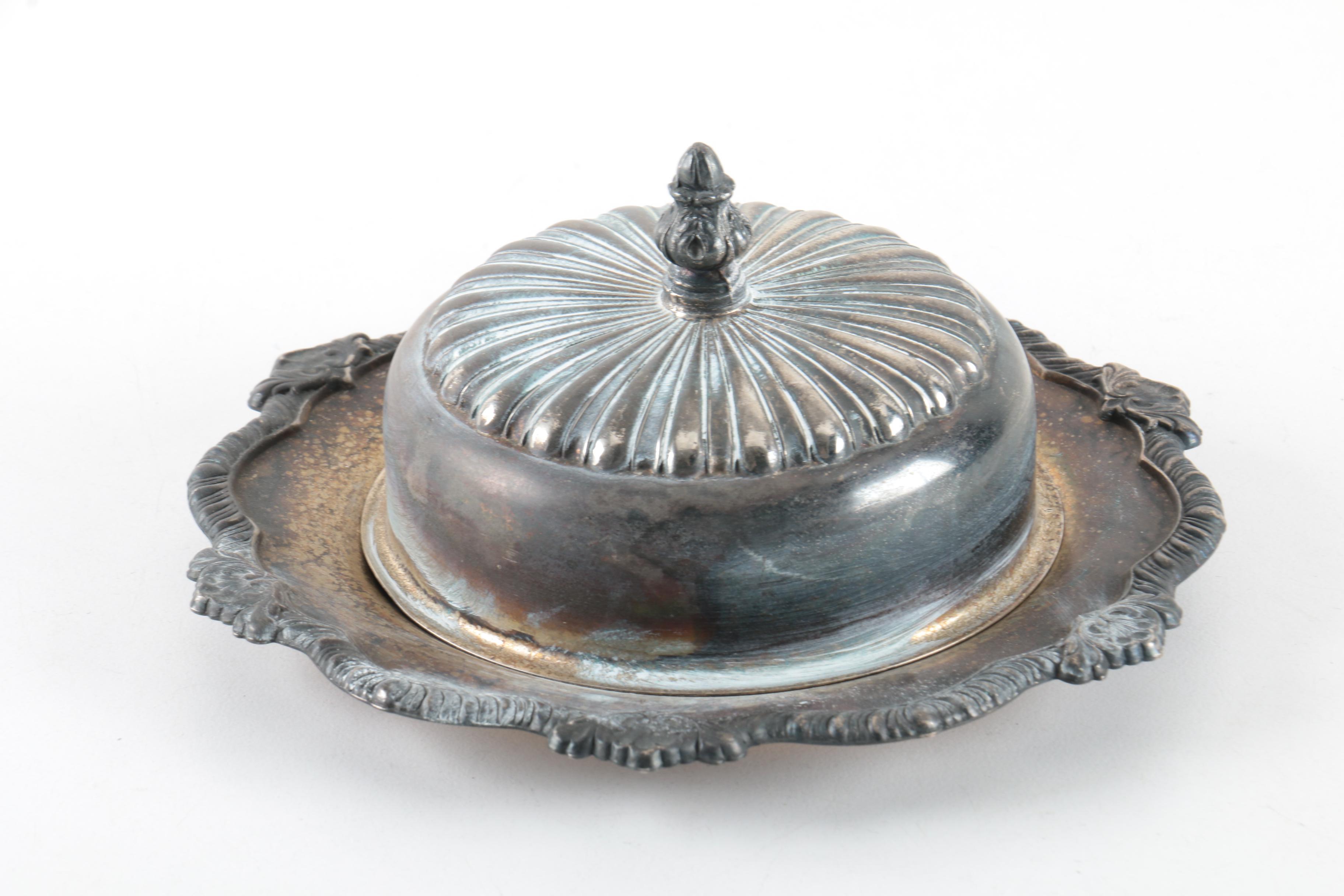 Frank M. Whiting Sterling Silver Dish and Assorted Silver Plate Serveware