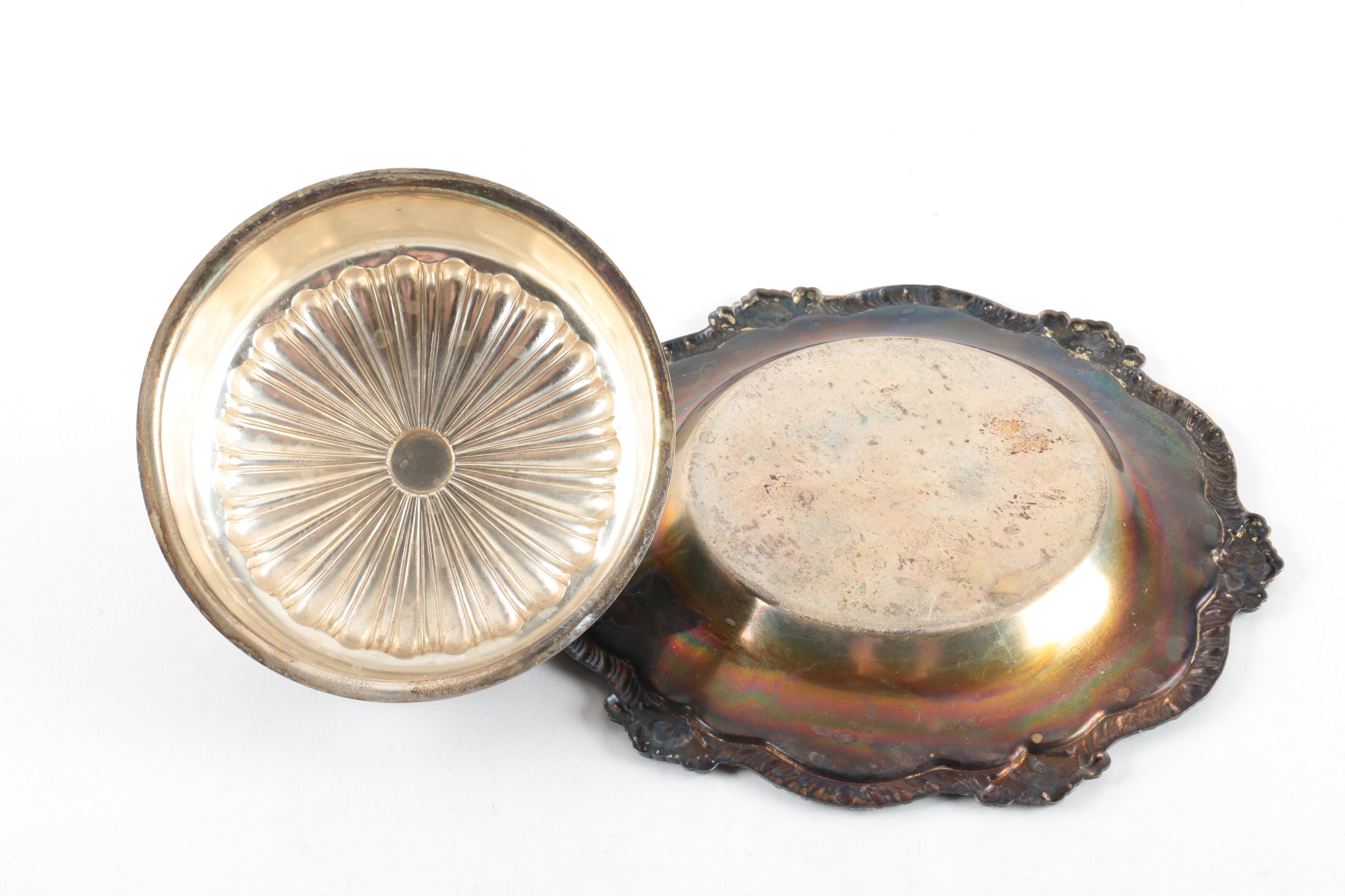 Frank M. Whiting Sterling Silver Dish and Assorted Silver Plate Serveware