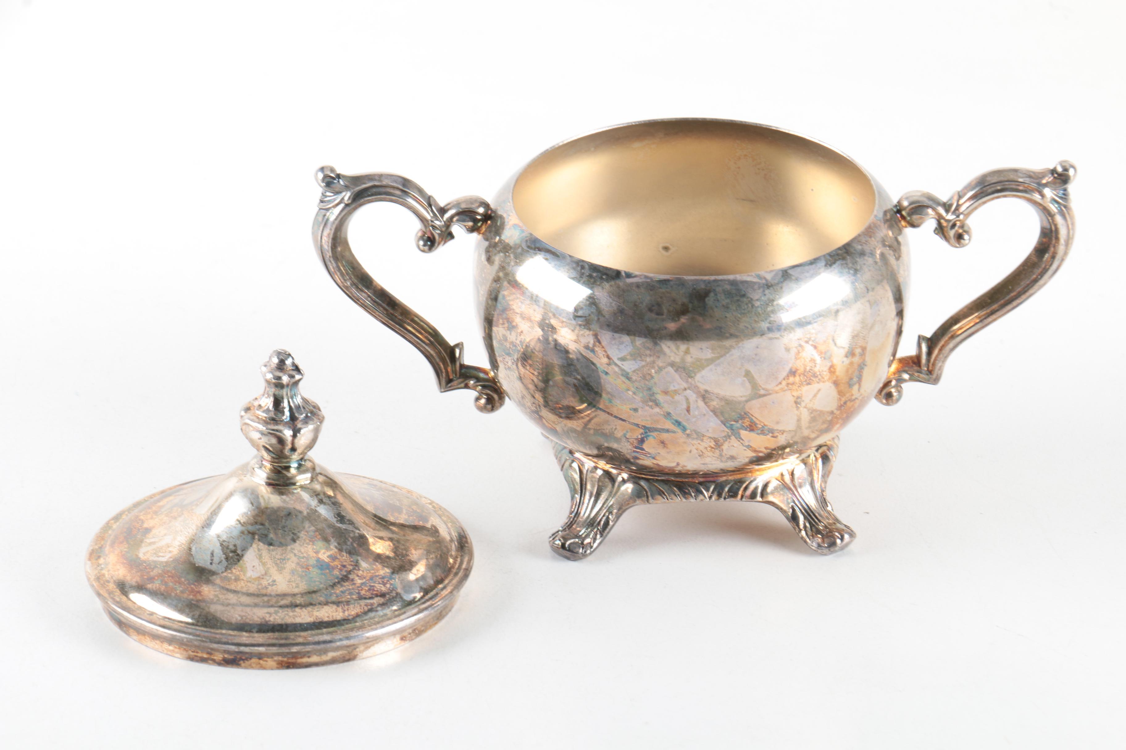 Frank M. Whiting Sterling Silver Dish and Assorted Silver Plate Serveware