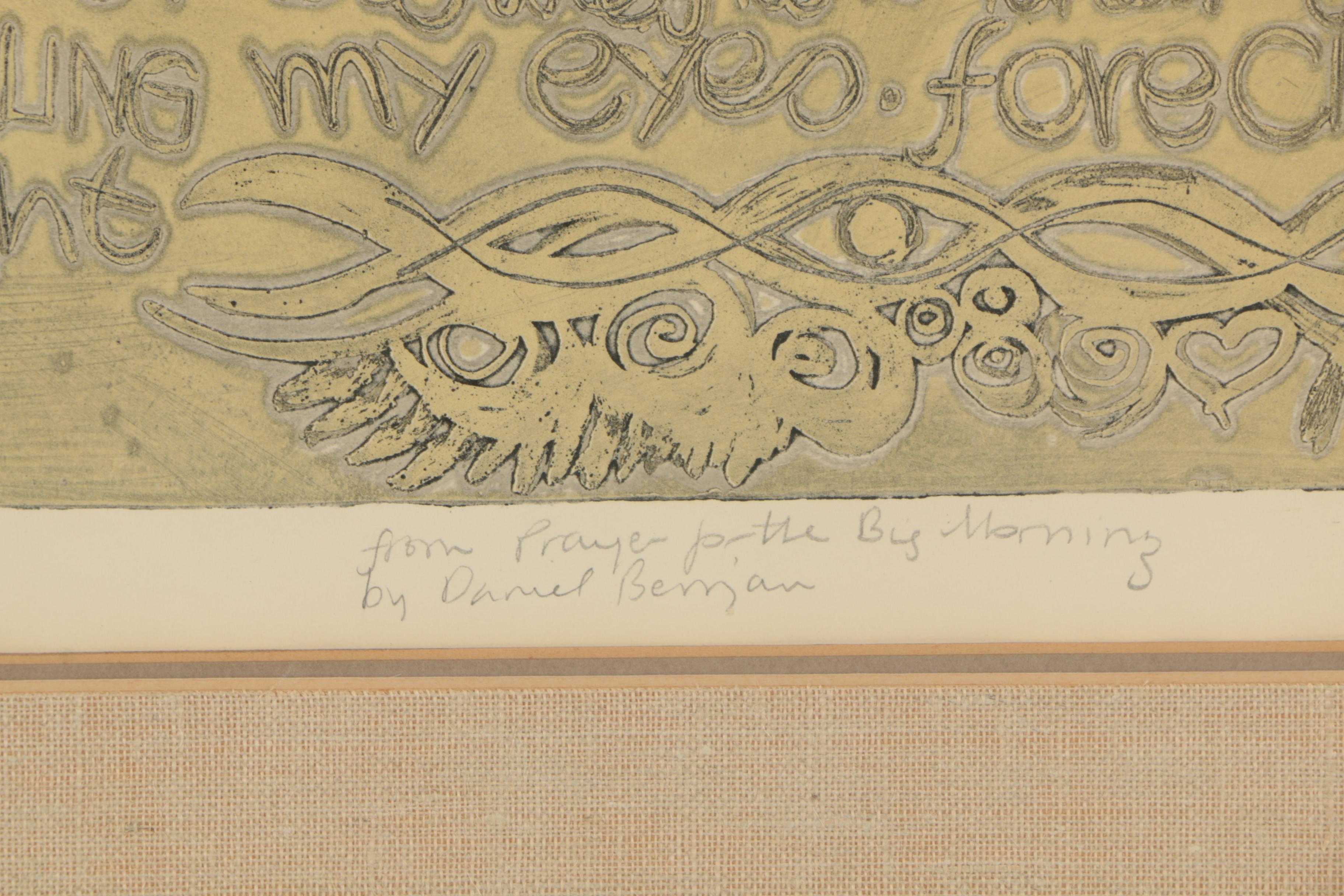 Speyer 1971 Intaglio Print "From Prayer for the Big Morning"