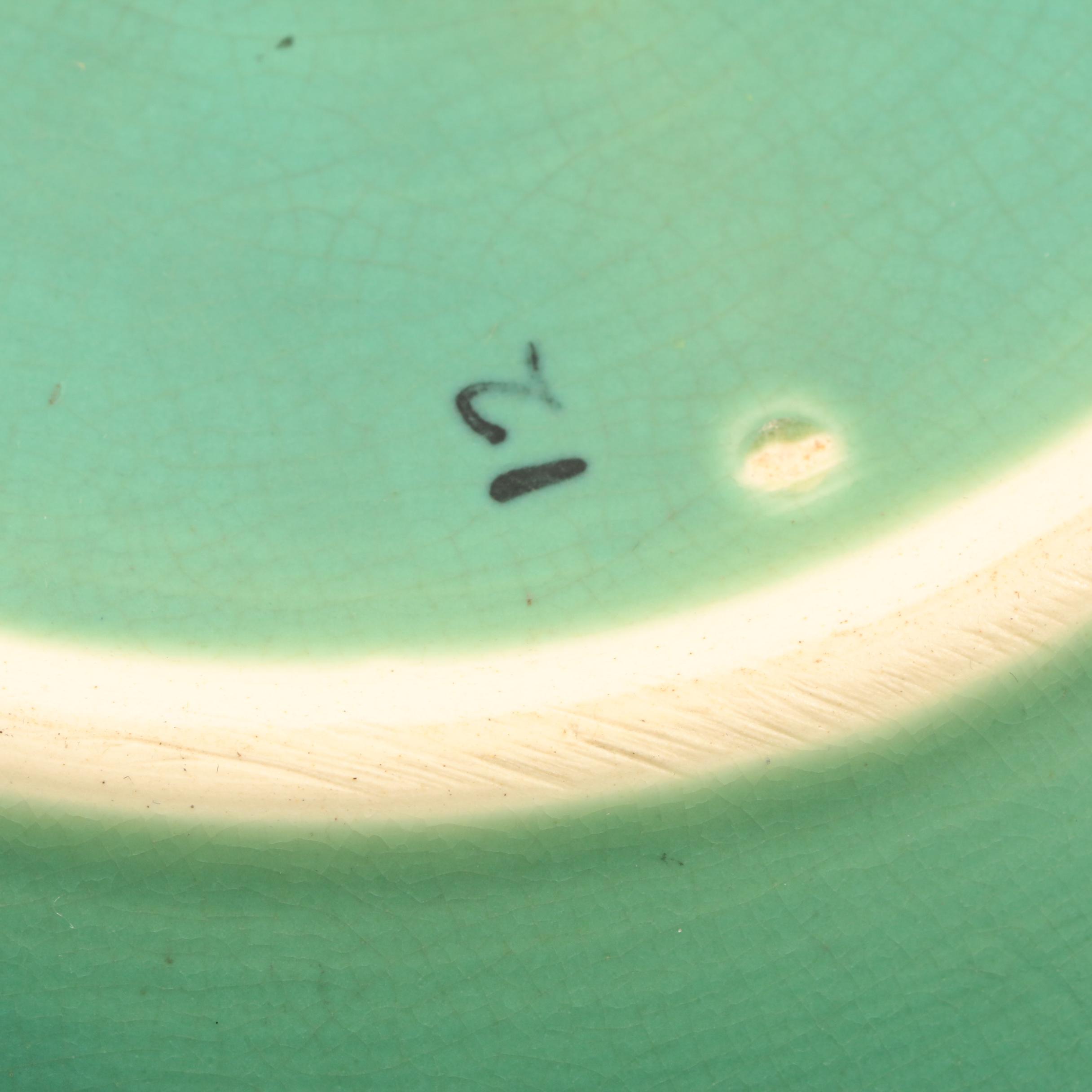 Rare Weller Pottery "Kingfisher" Flower Frog with "Ardsley" Console Bowl