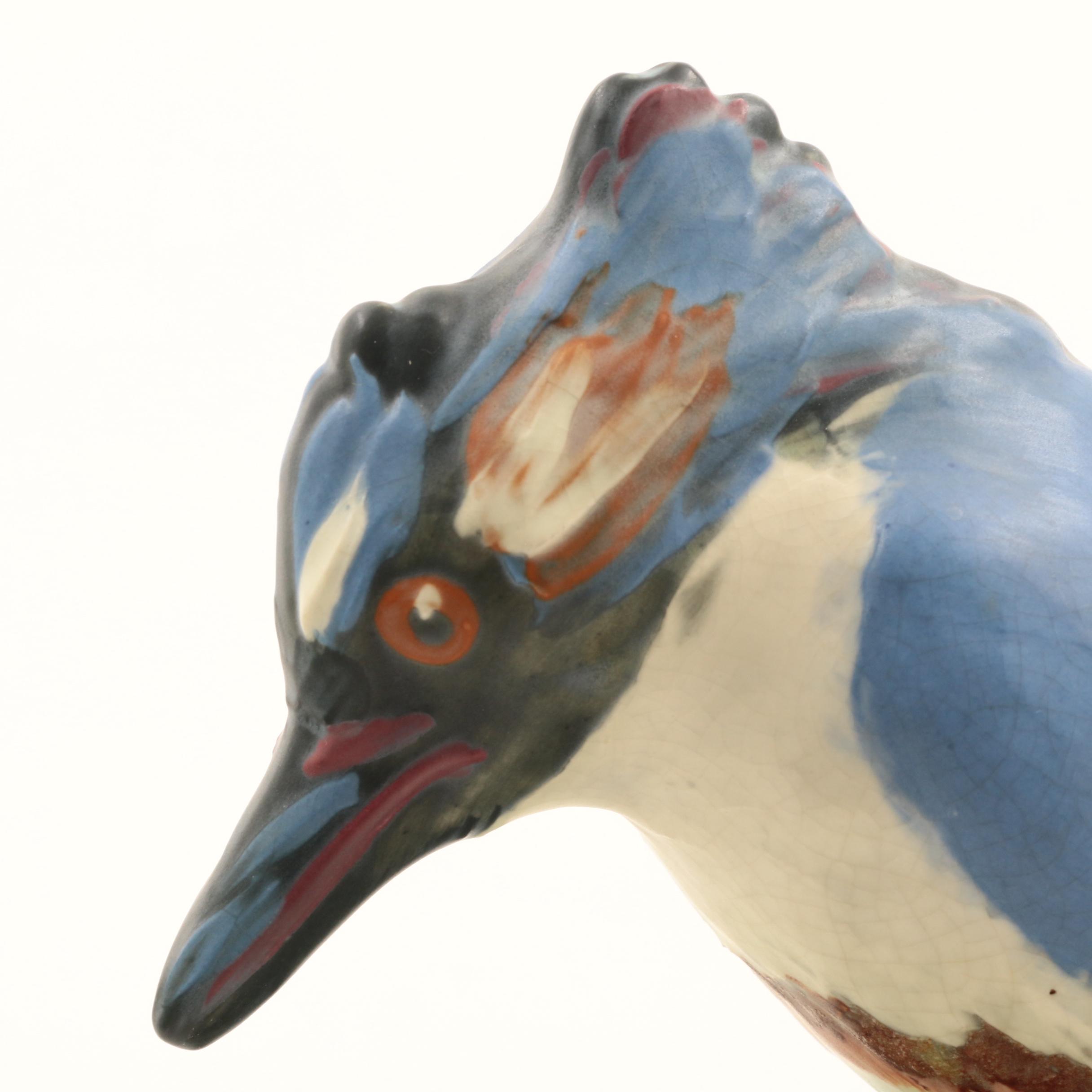 Rare Weller Pottery "Kingfisher" Flower Frog with "Ardsley" Console Bowl