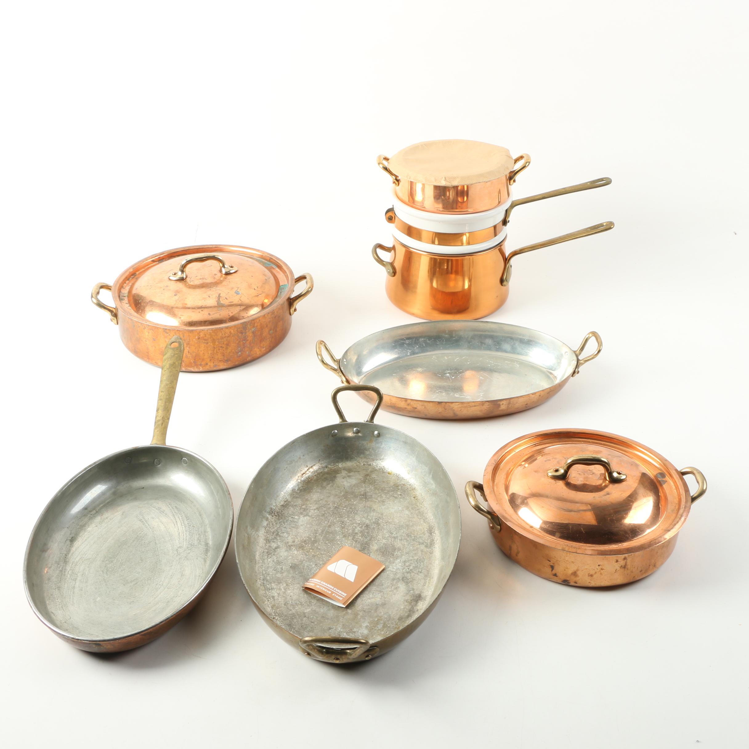 Copper Cookware Including Gamme Grande Cuisine Double Boiler