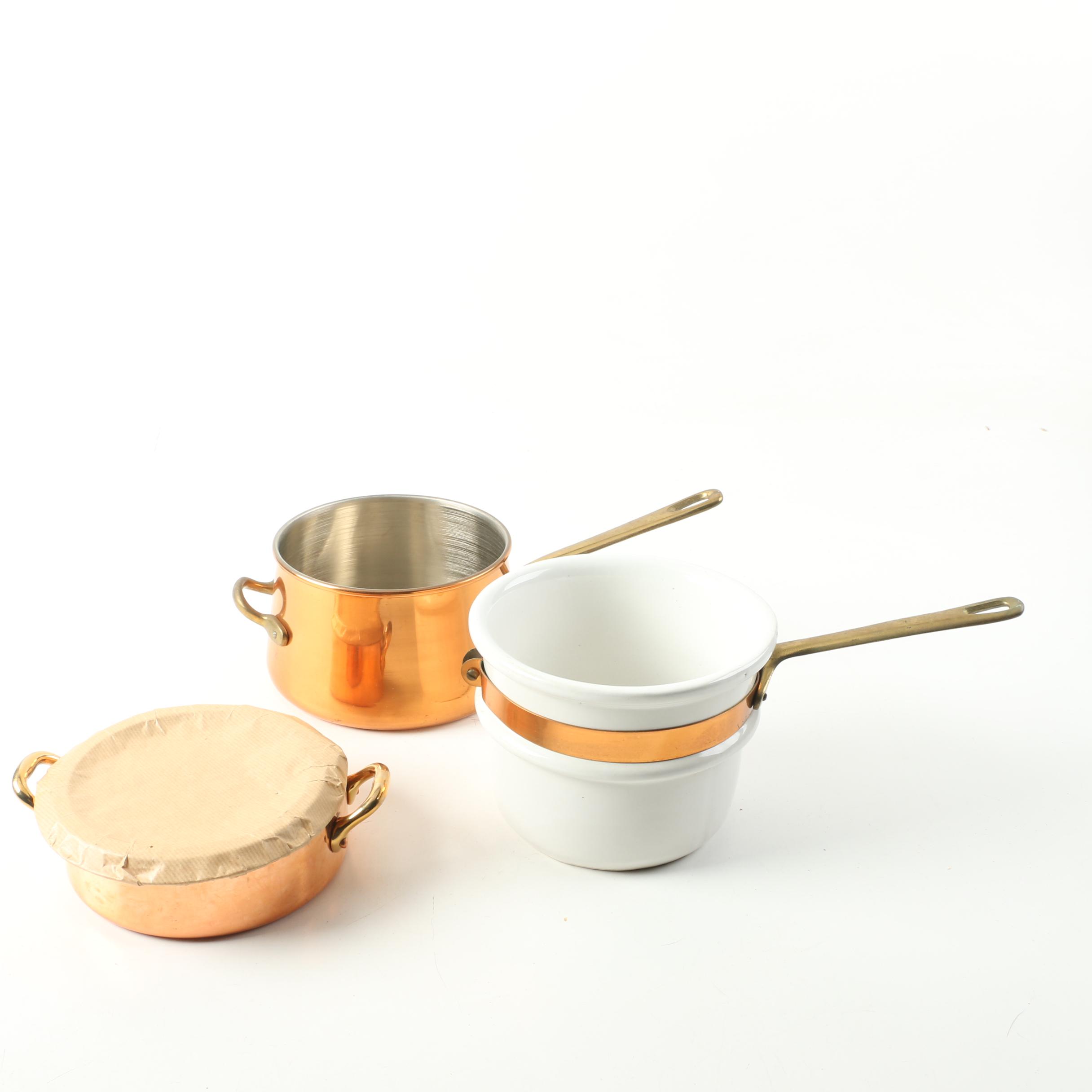 Copper Cookware Including Gamme Grande Cuisine Double Boiler
