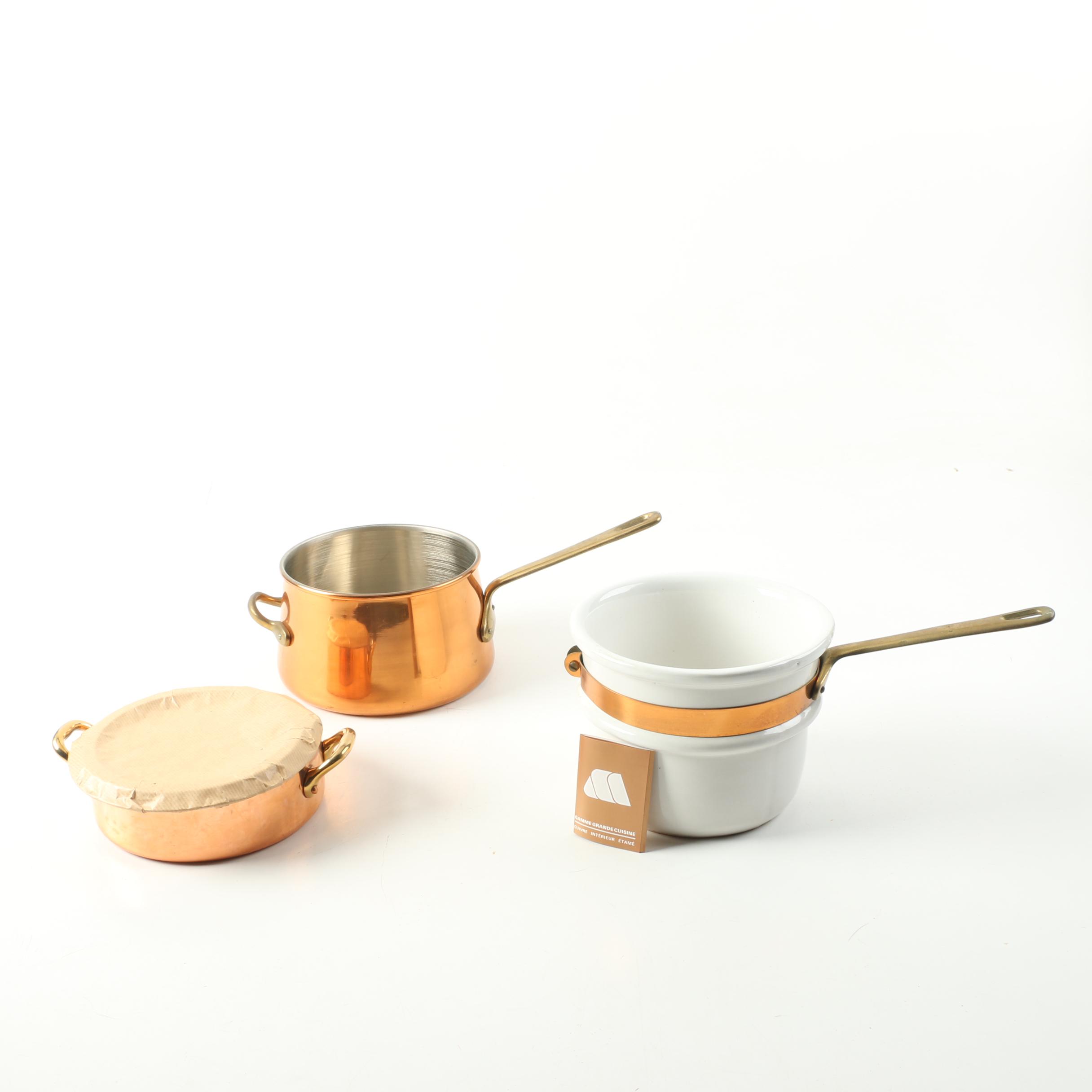 Copper Cookware Including Gamme Grande Cuisine Double Boiler