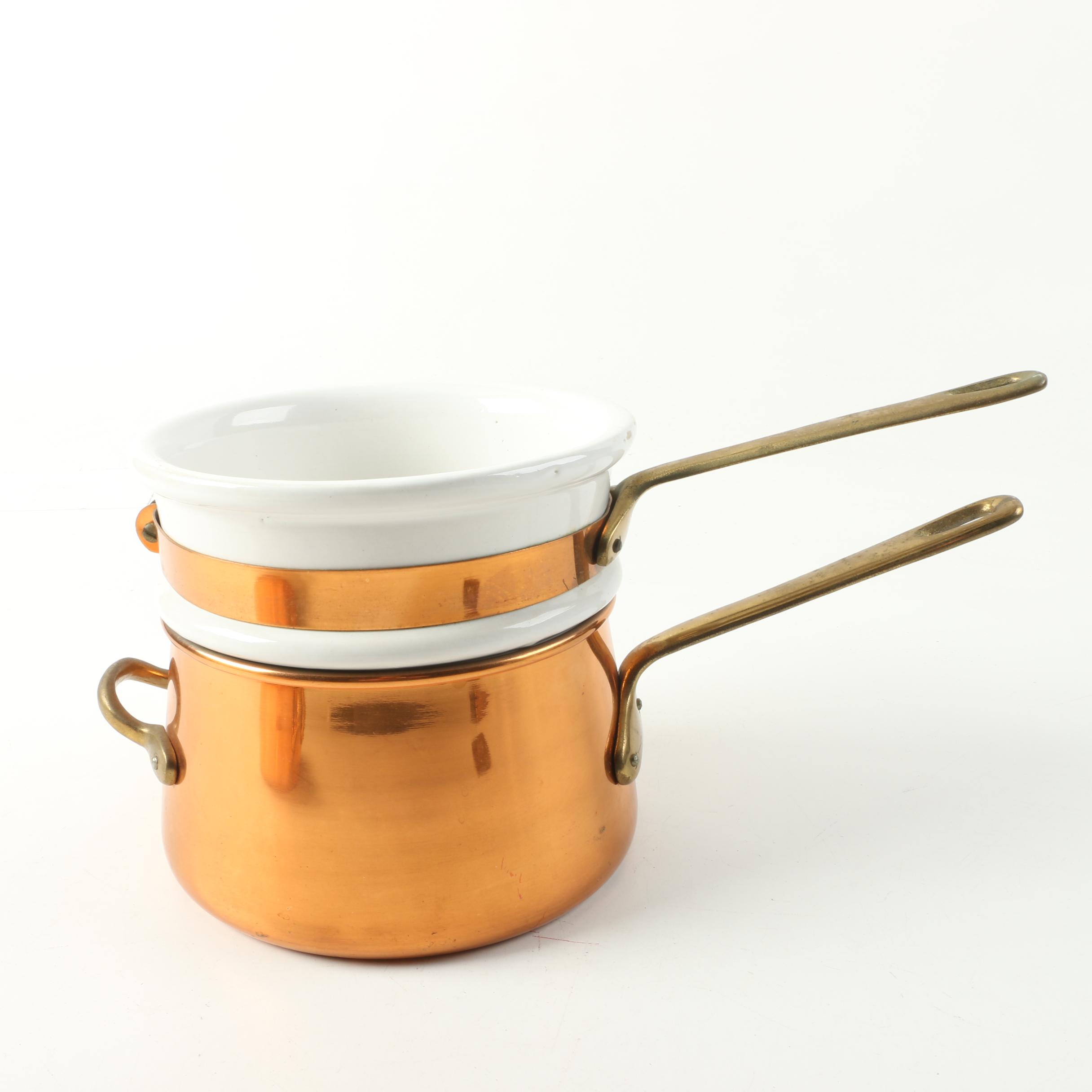 Copper Cookware Including Gamme Grande Cuisine Double Boiler