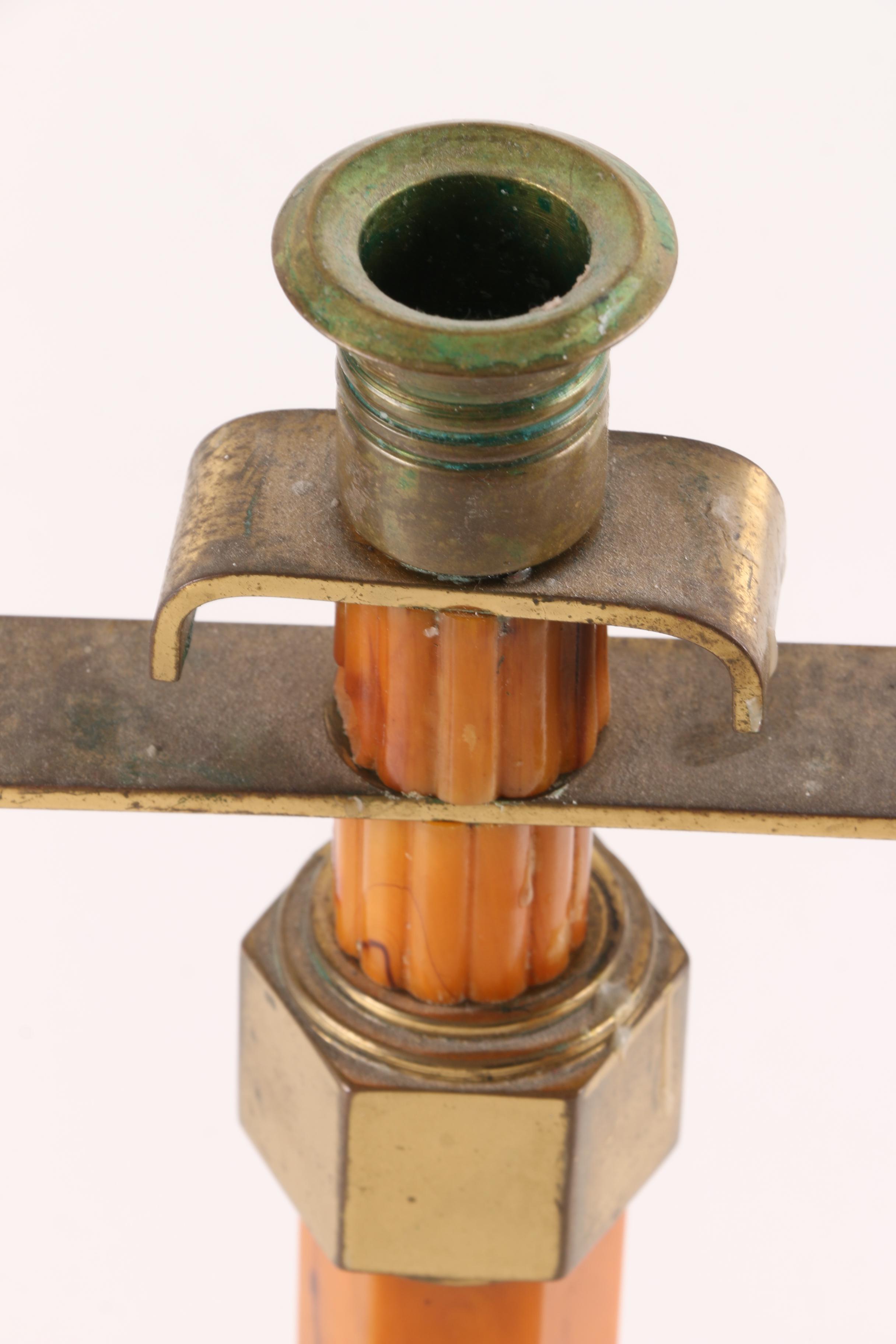 Art Deco Bakelite and Brass Candlestick Holders