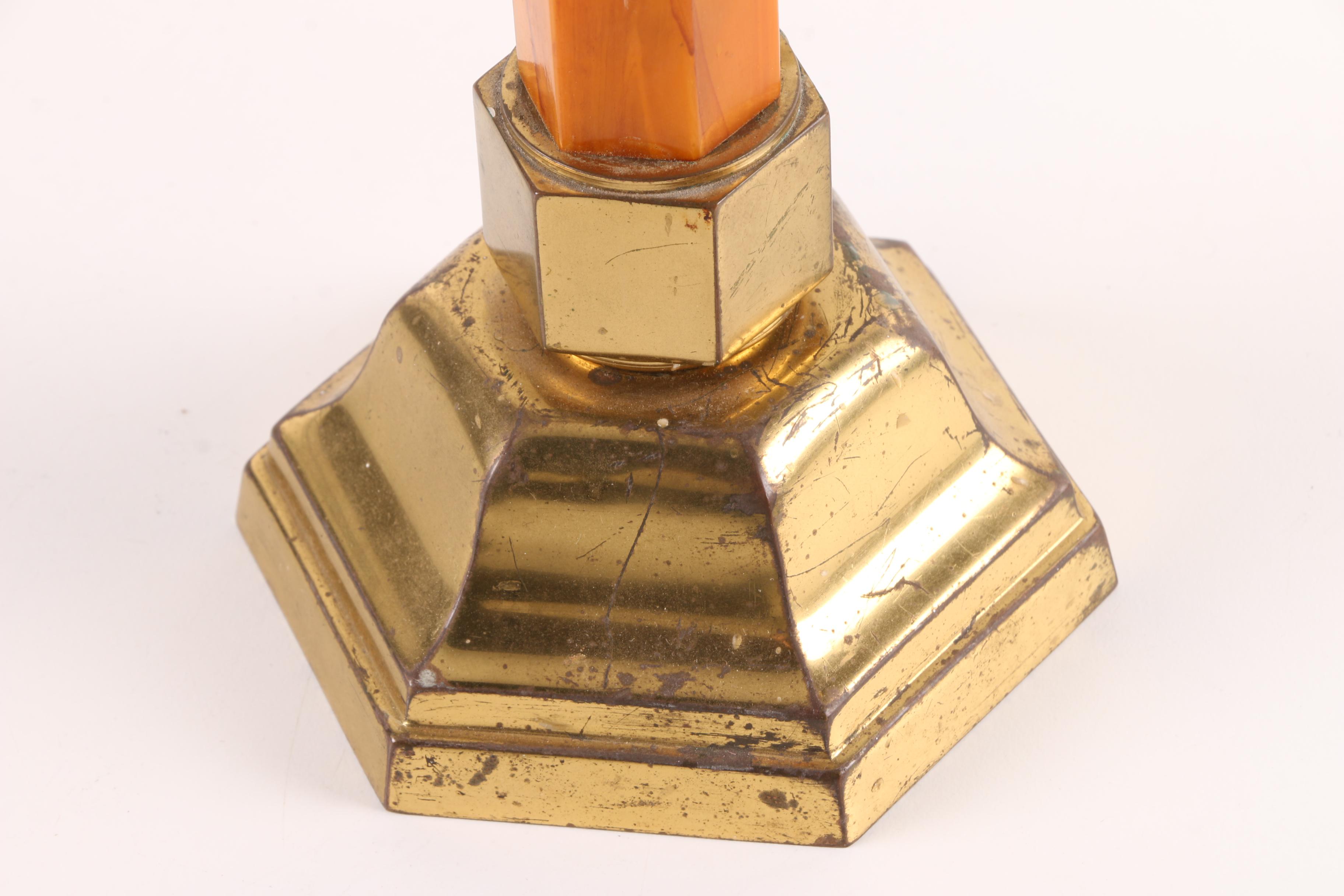 Art Deco Bakelite and Brass Candlestick Holders