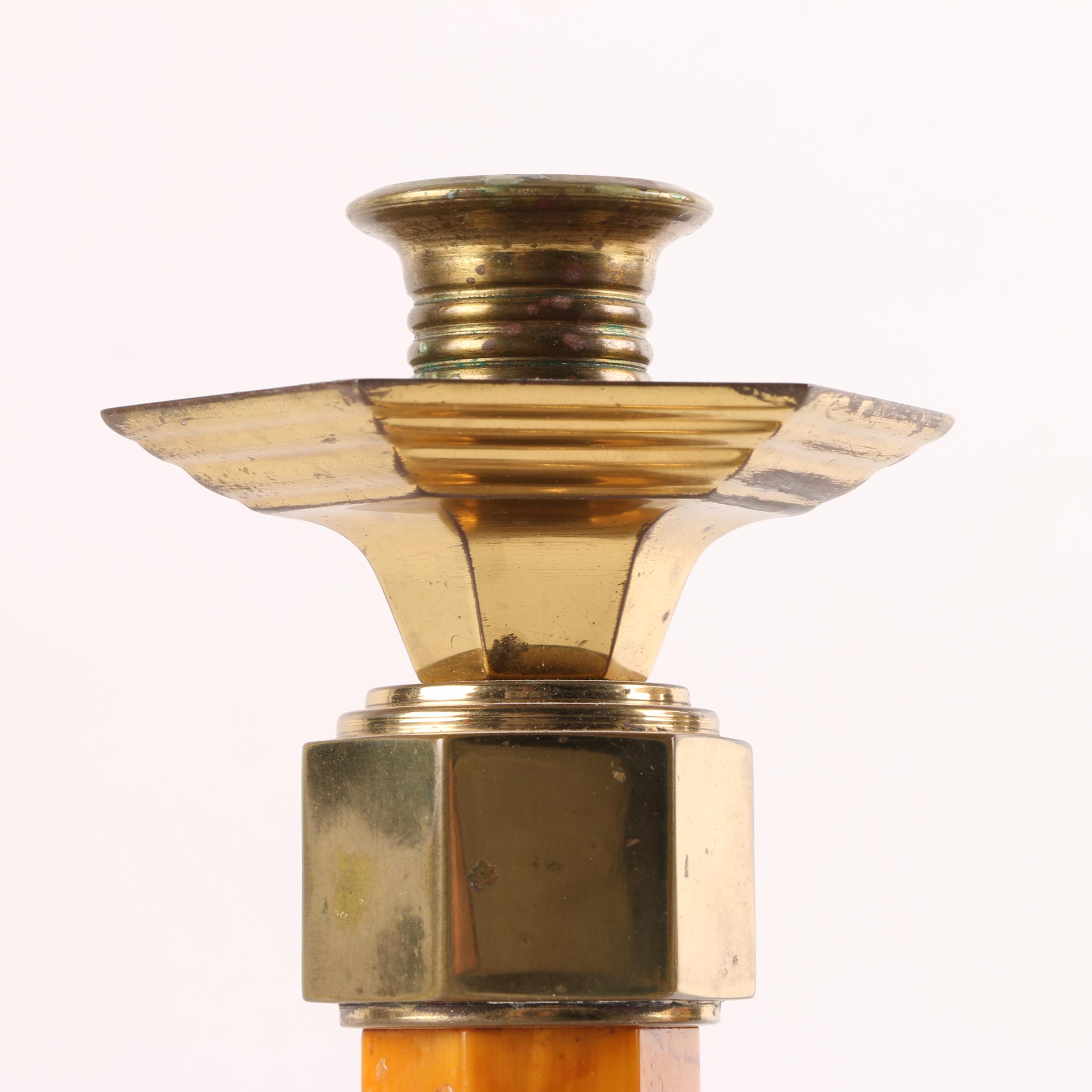 Art Deco Bakelite and Brass Candlestick Holders