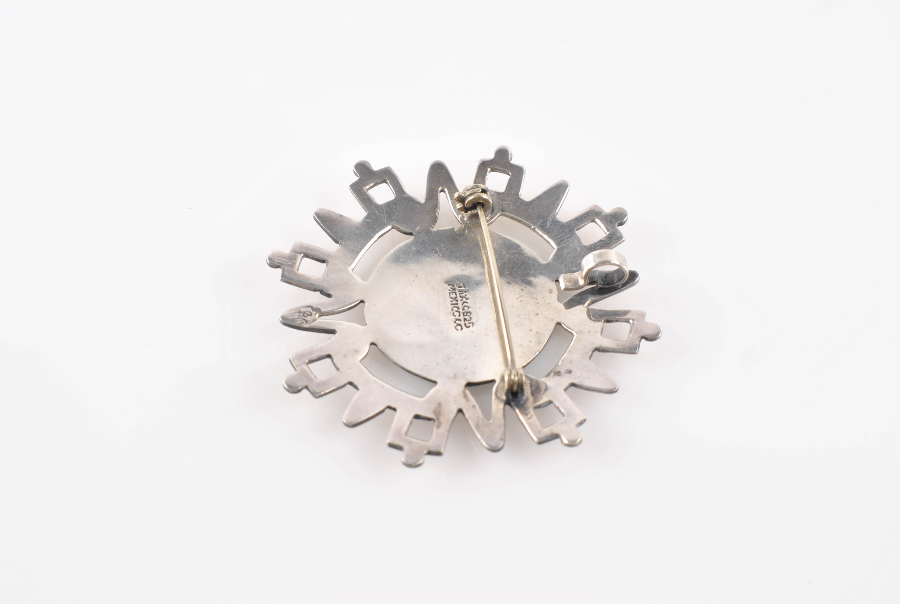 Vintage Taxco Mexico Sterling Aztec Calendar Brooch or Pendant