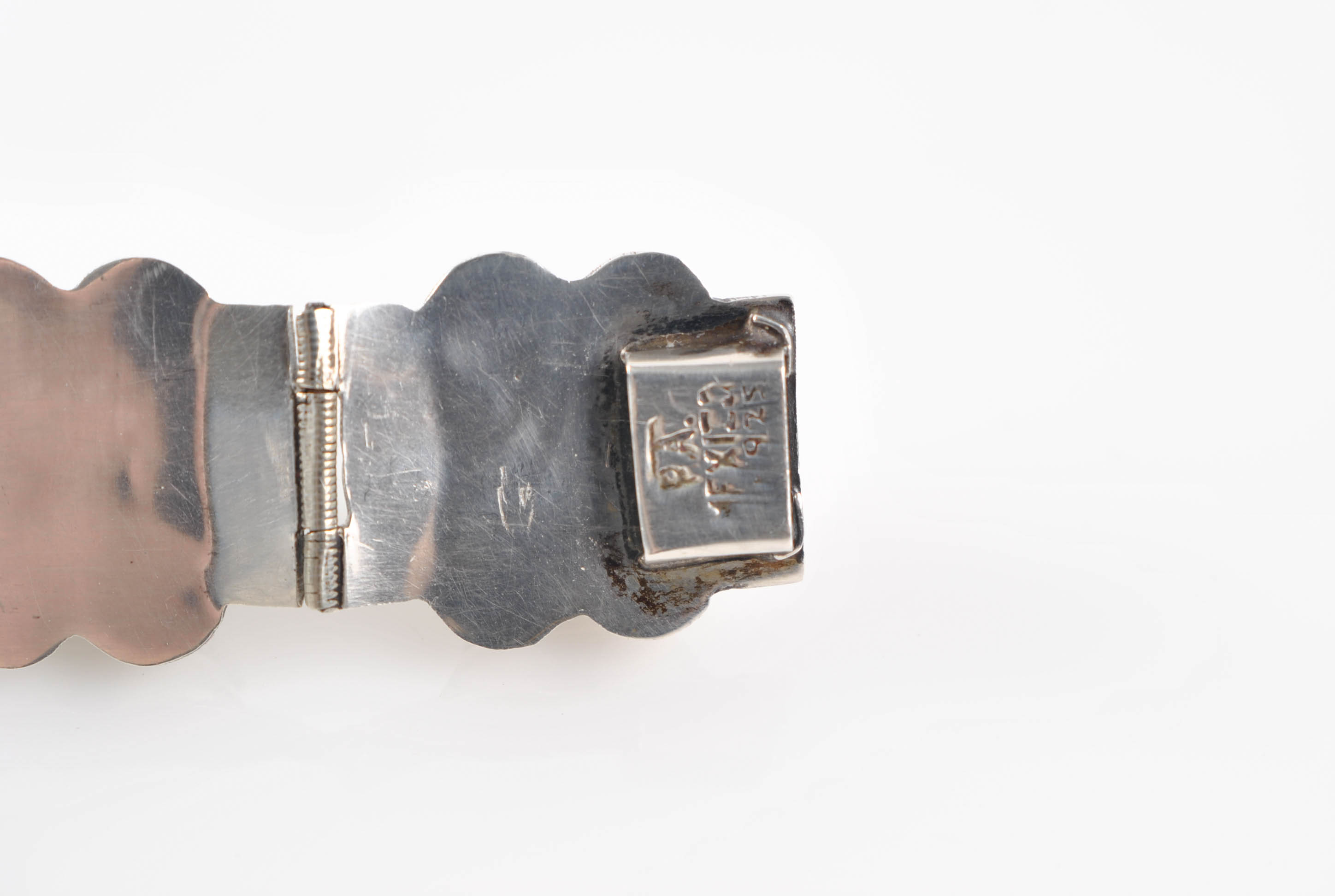 Vintage Taxco Mexico Sterling Silver Green Plastic Stone Bracelet