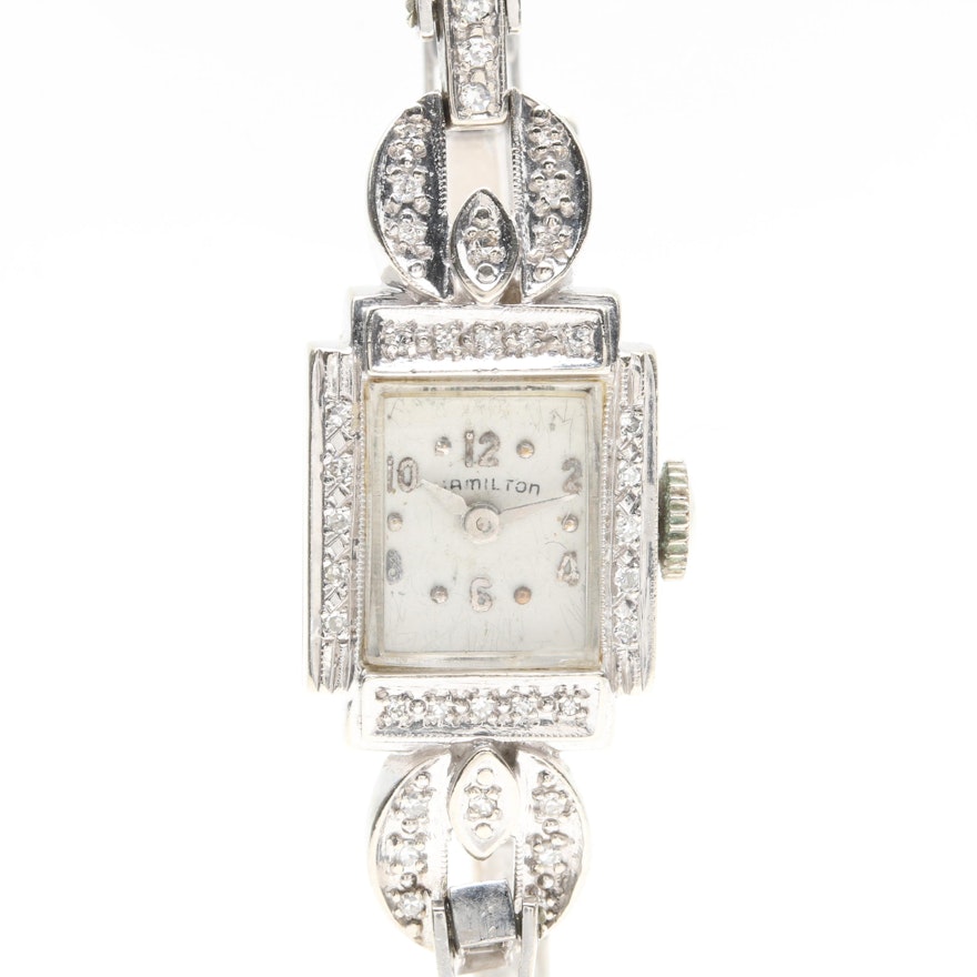 Hamilton 14K White Gold Diamond Wristwatch
