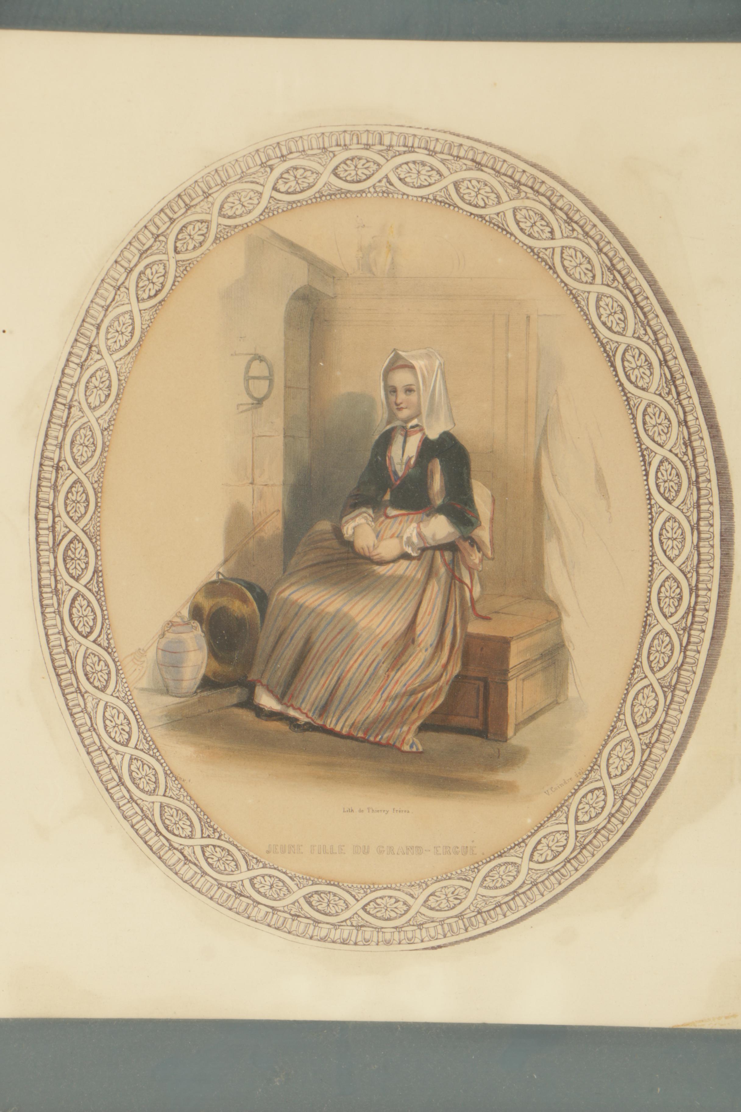 Hand-Colored Lithograph "Jeune Fille du Grand-Ergue"