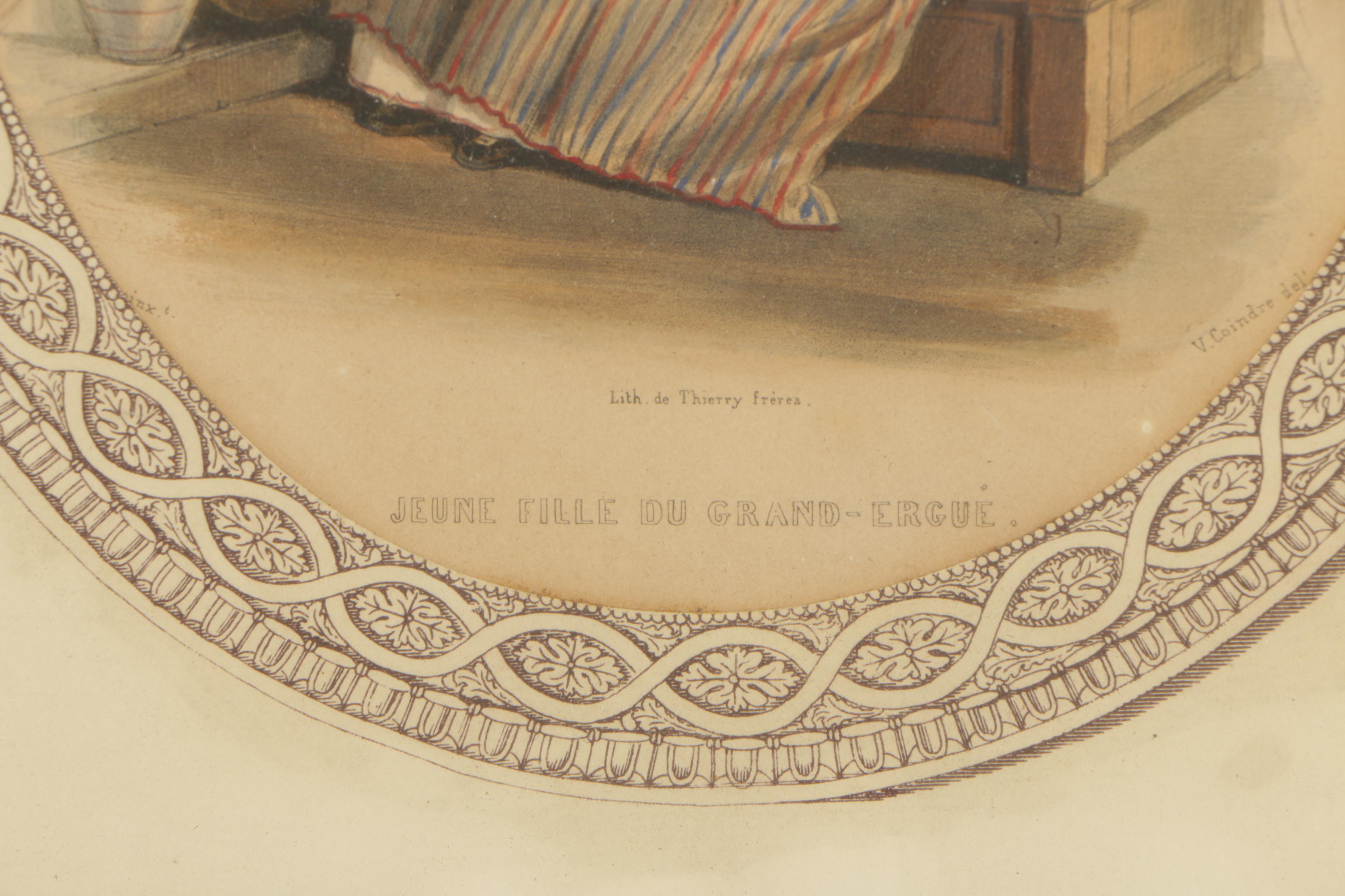 Hand-Colored Lithograph "Jeune Fille du Grand-Ergue"