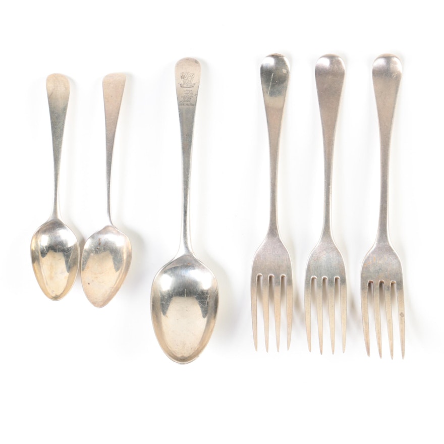 18th and 19th Century London Sterling Silver Flatware Featuring Hester Bateman
