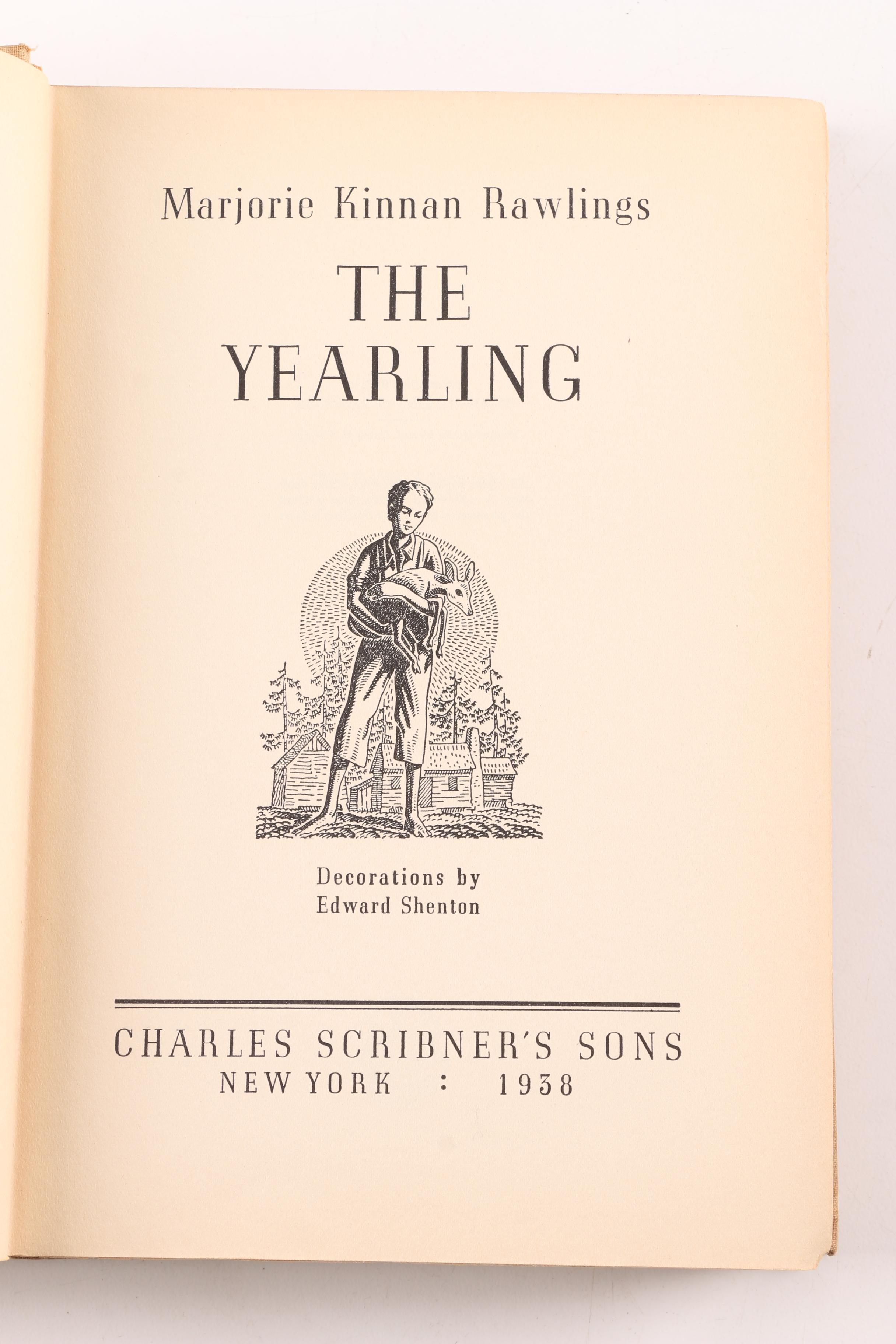 1938 First Edition "The Yearling" By Marjorie Kinnan Rawlings