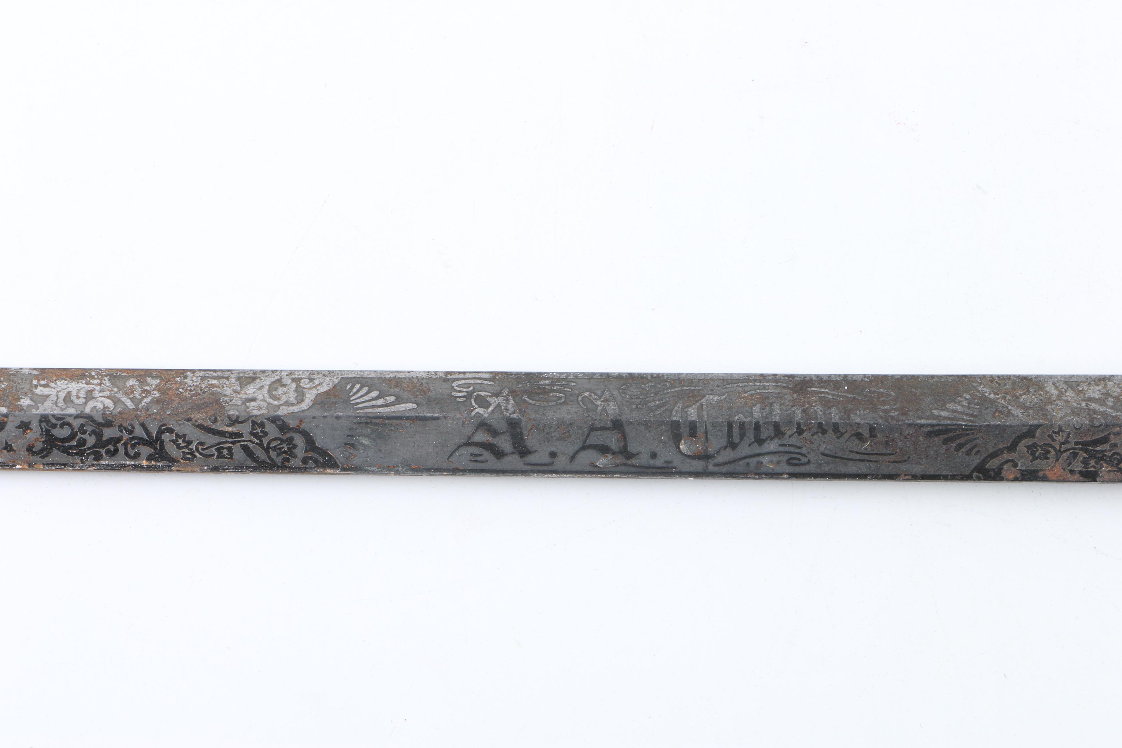 Antique Odd Fellows Presentation Sword and Scabbard by E.A. Armstrong of Detroit