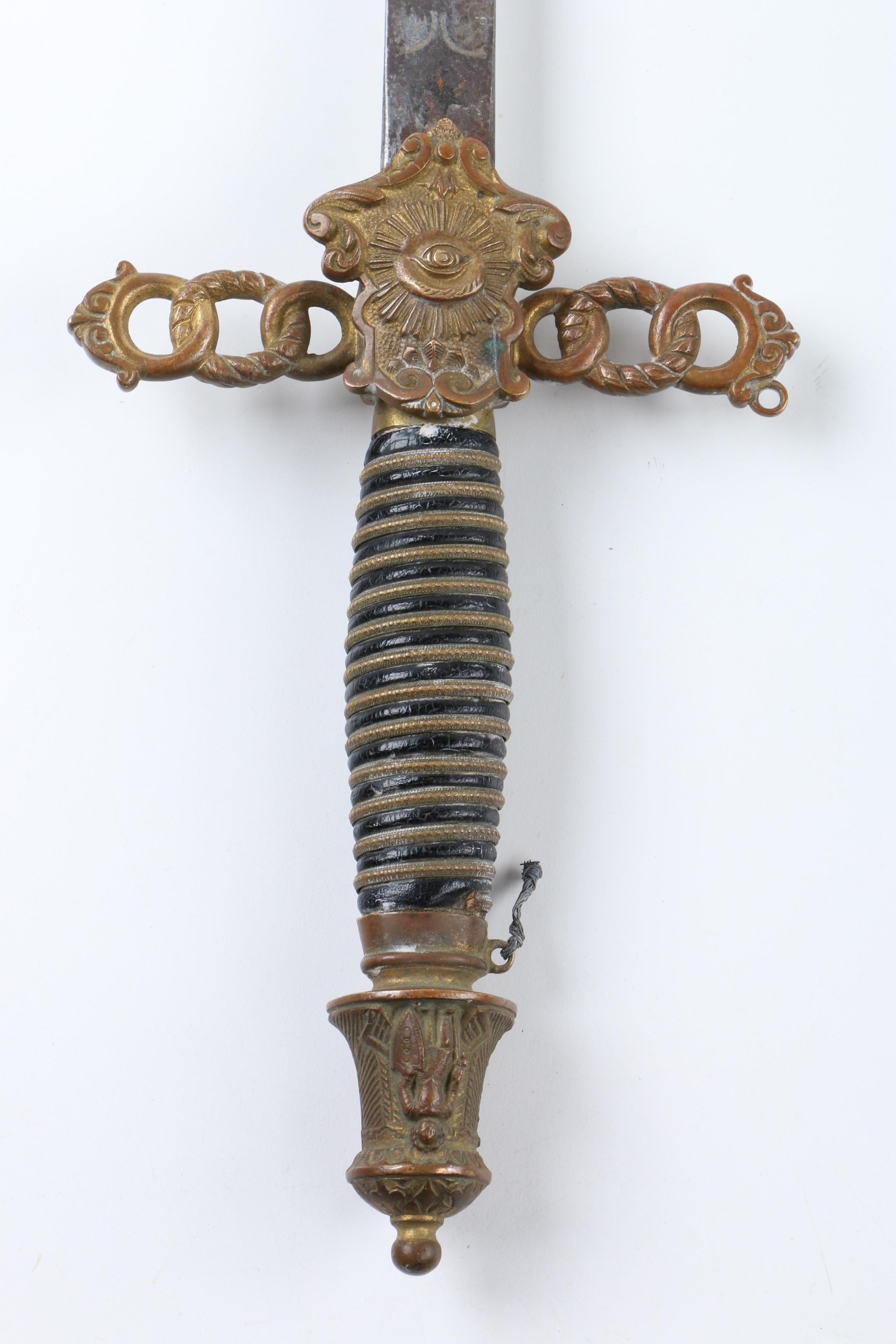 Antique Odd Fellows Presentation Sword and Scabbard by E.A. Armstrong of Detroit