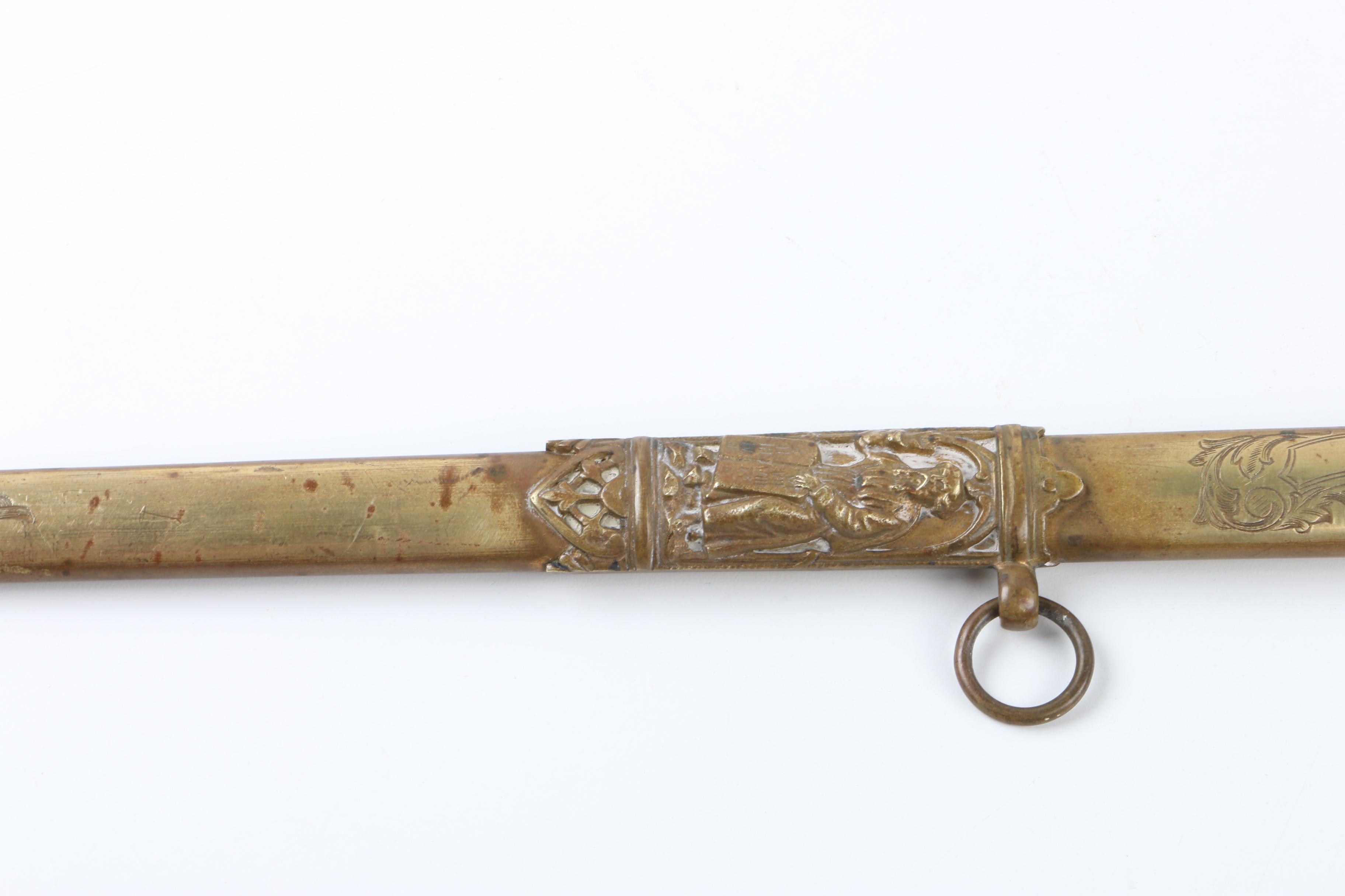 Antique Odd Fellows Presentation Sword and Scabbard by E.A. Armstrong of Detroit