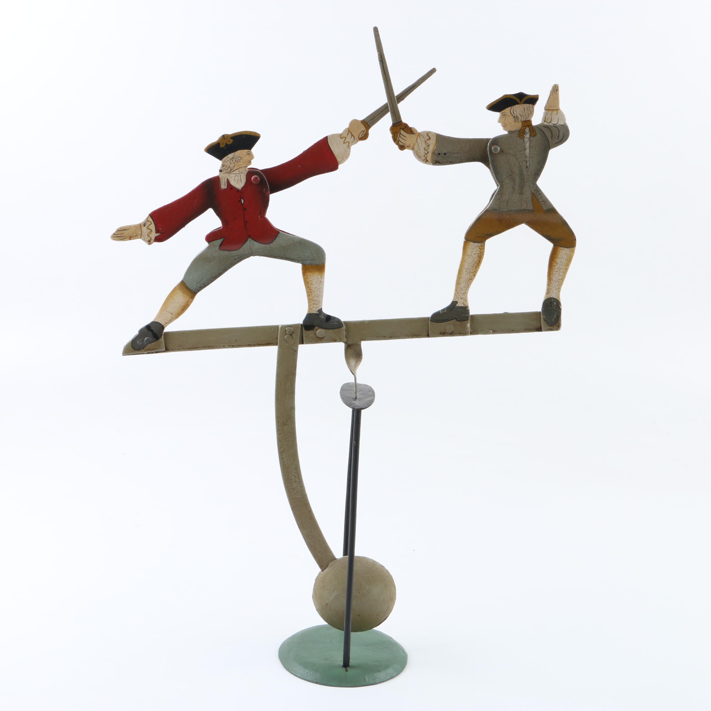 Metal Balancing Toy of Colonial Figures Sword Fighting