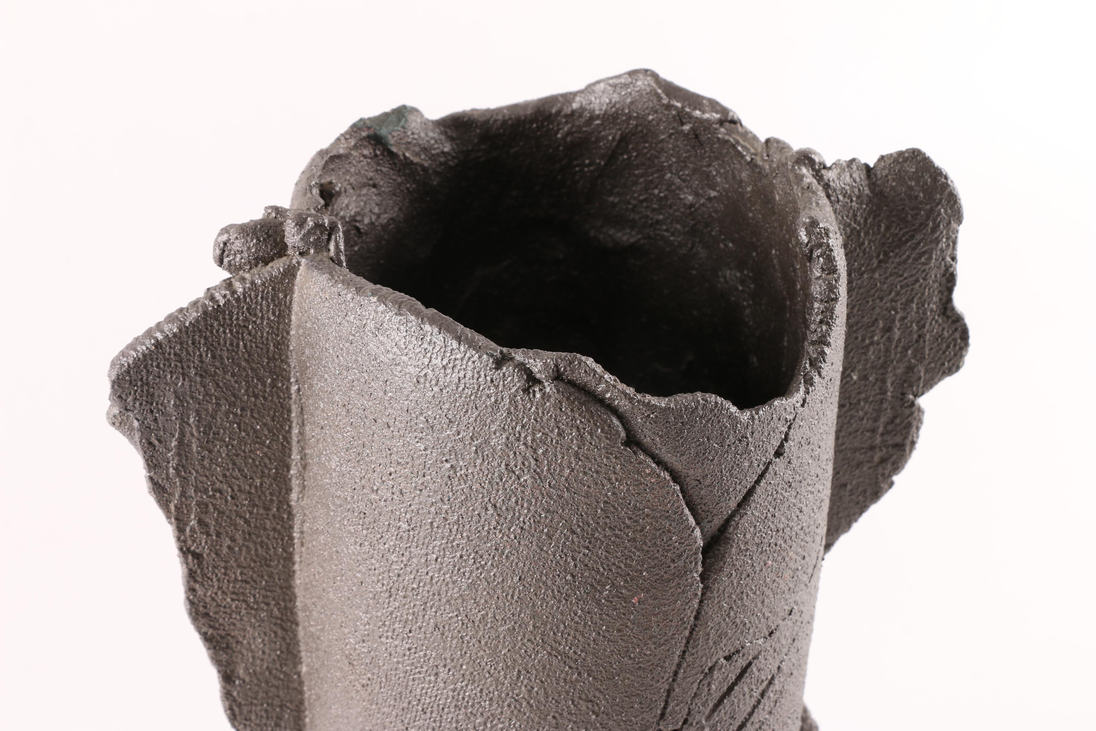 Signed Tony Evans Hand-Built Raku Pottery Vase