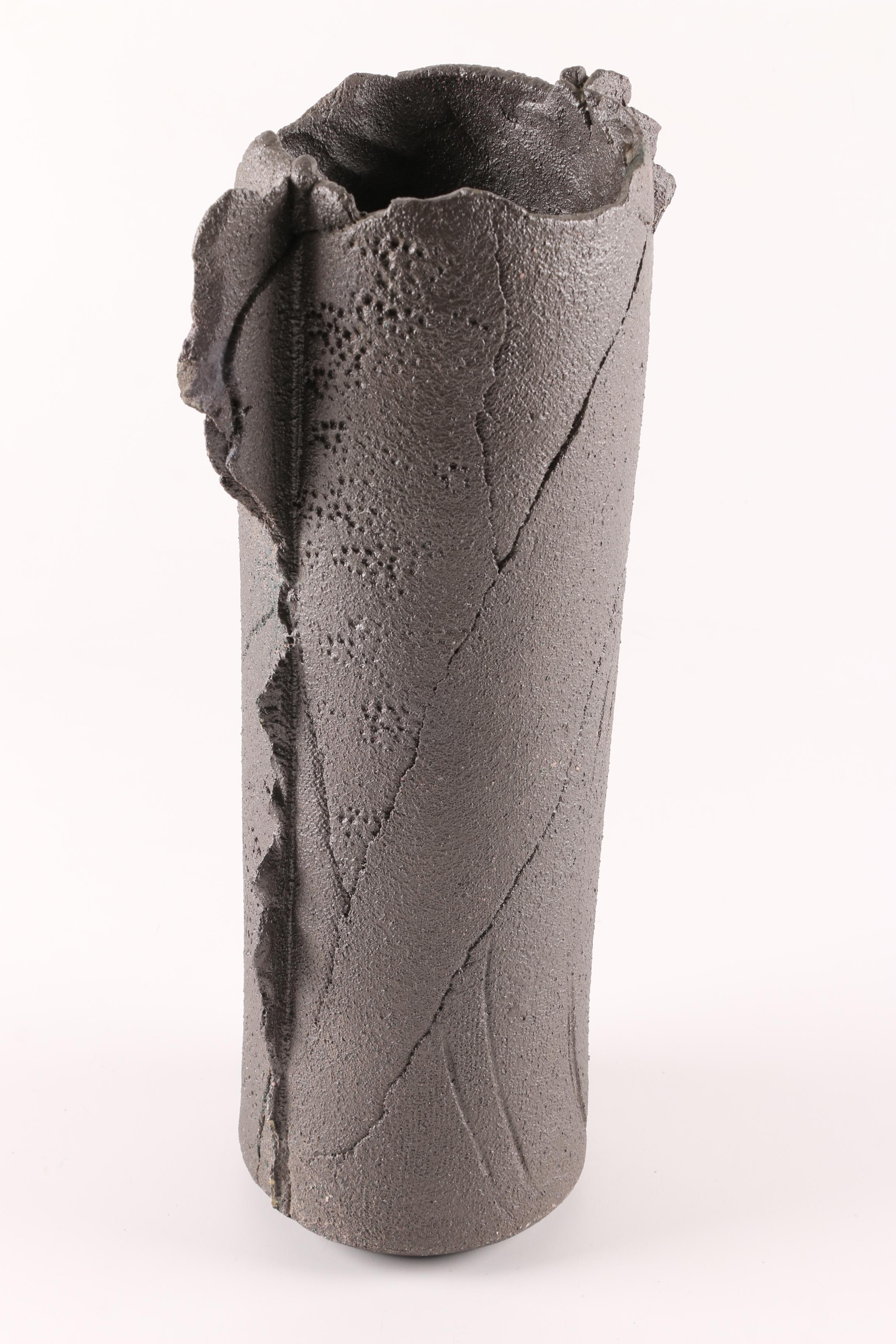 Signed Tony Evans Hand-Built Raku Pottery Vase