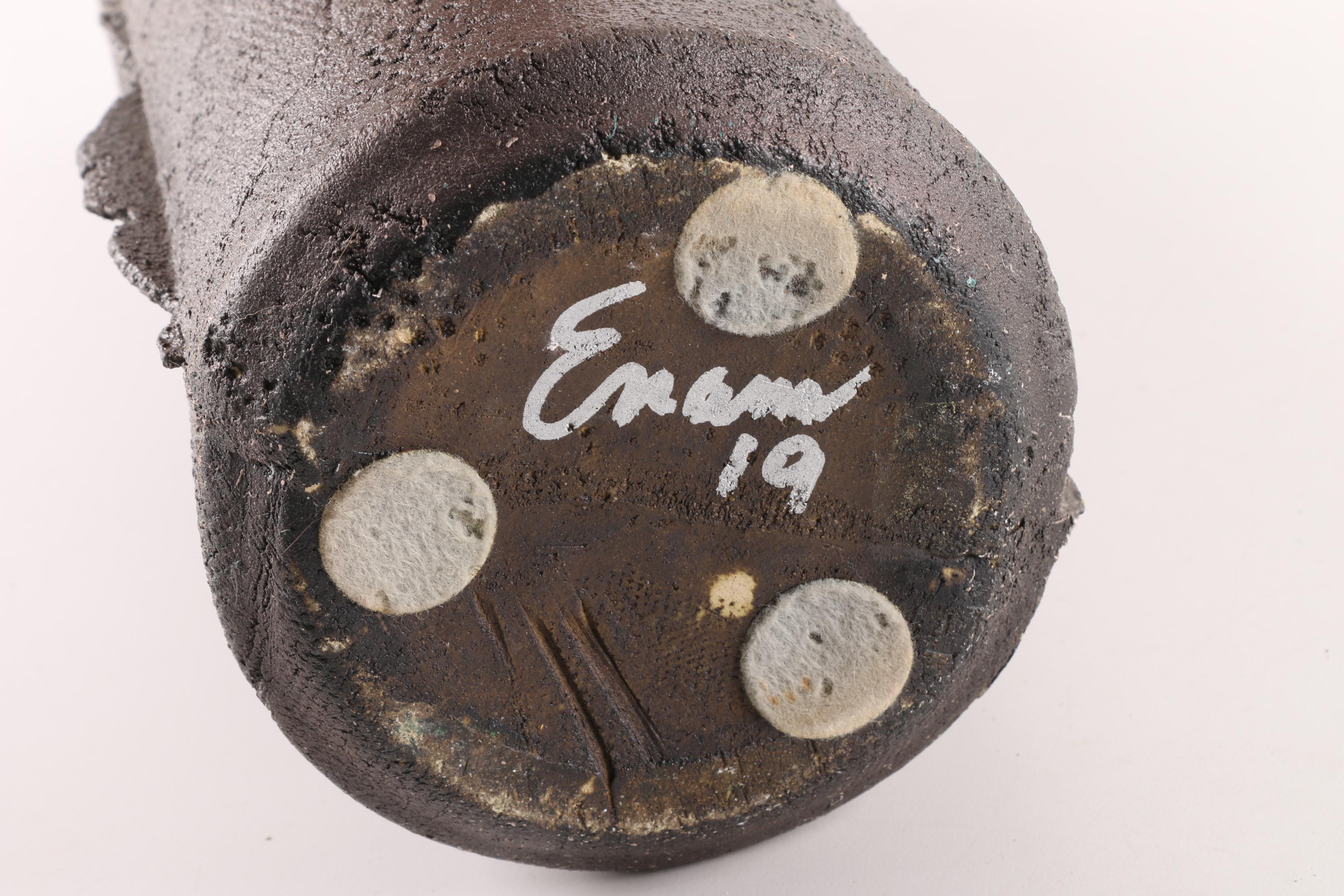 Signed Tony Evans Hand-Built Raku Pottery Vase