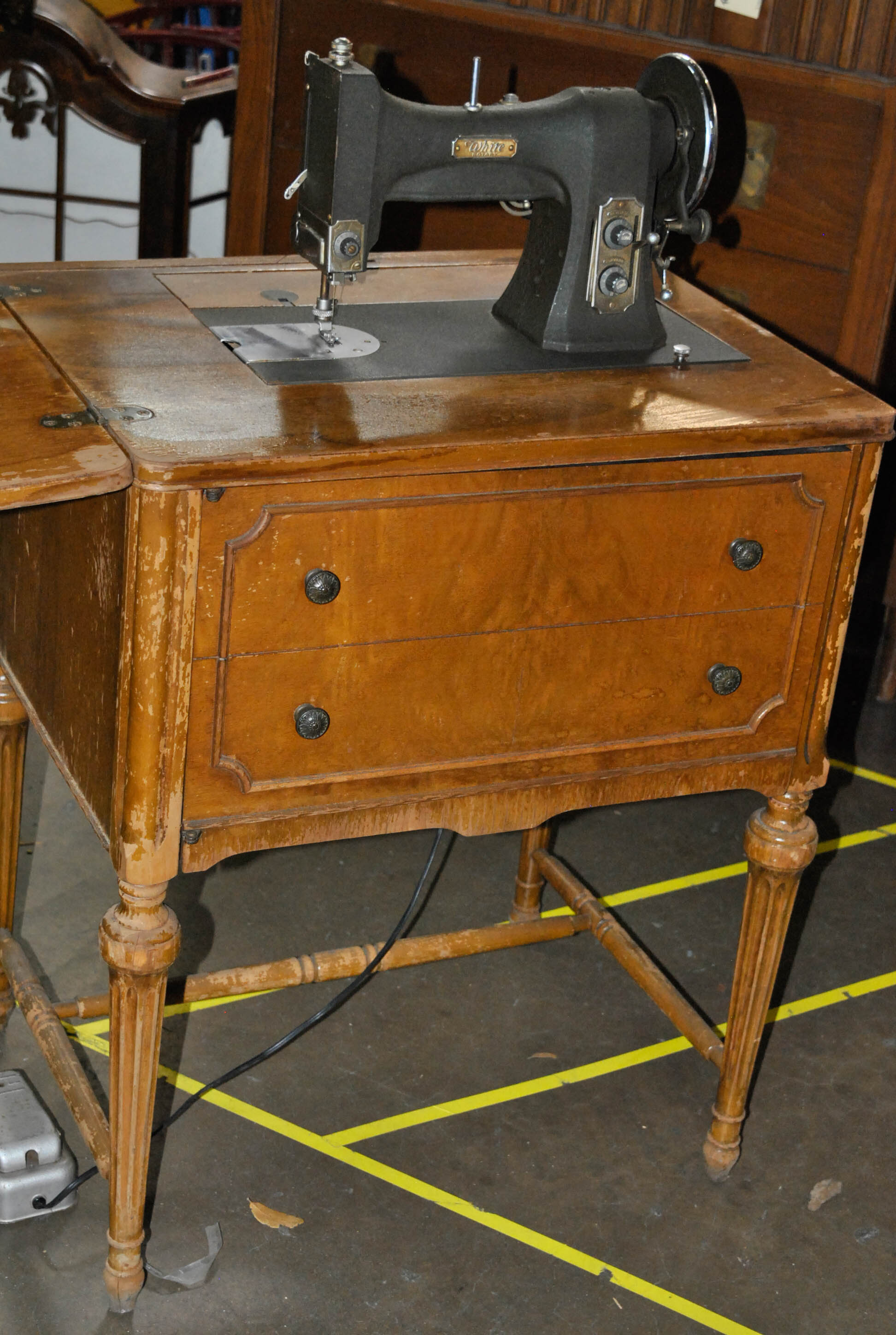 Vintage White Rotary Sewing Machine and Table