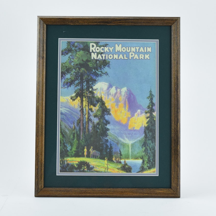 Framed Vintage Reproduction  "Rocky Mountain National Park" Poster c. 1921