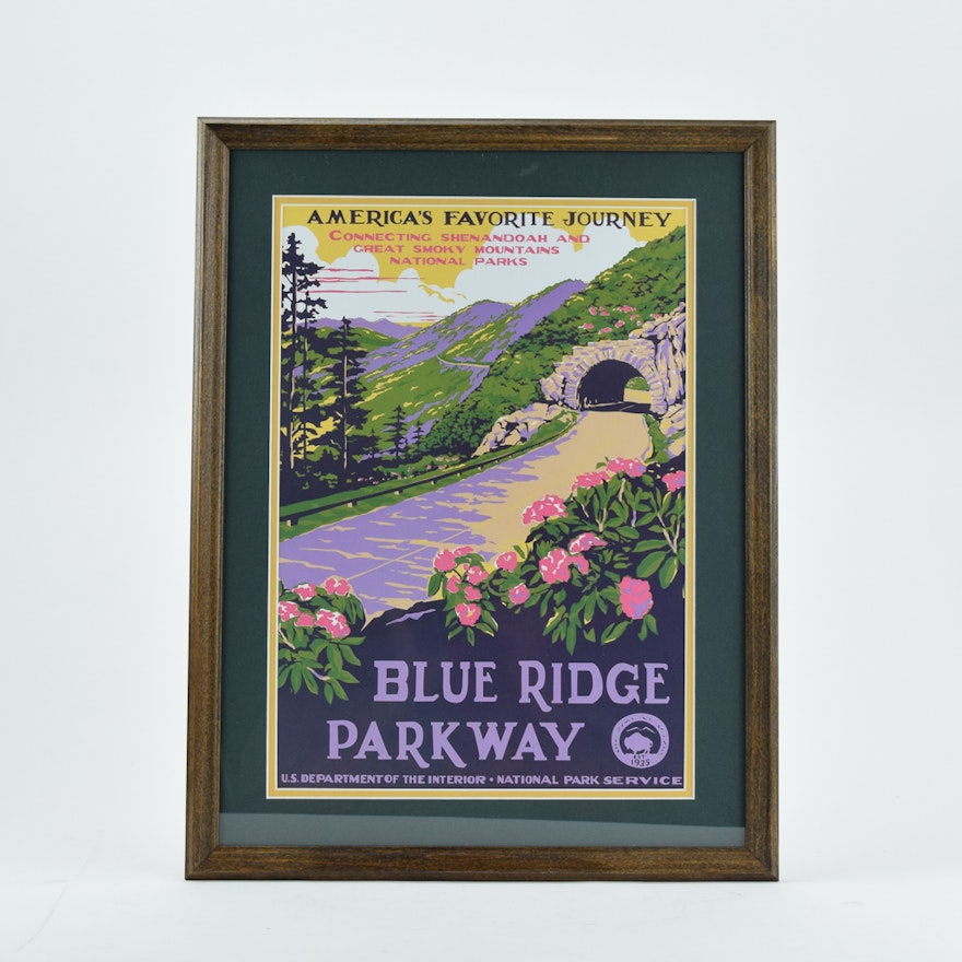 Reproduction Giclée Print After 1930s WPA Blue Ridge Parkway Travel Poster
