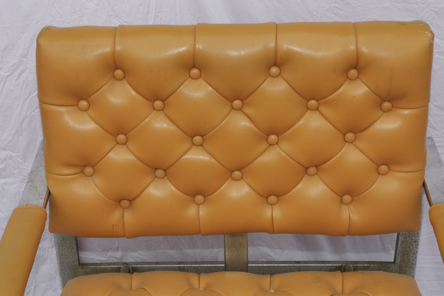 Mid Century Modern Orange Vinyl Armchairs by Milo Baughman Thayer Coggin